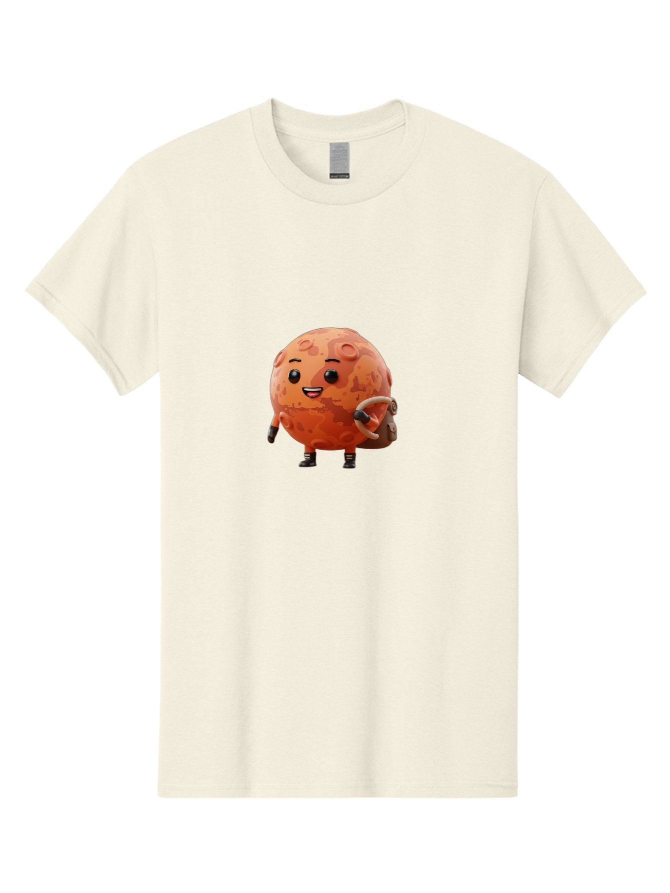 Mars-Character Men'S Graphic Tee, 100% Cotton, Comfortable Casual Summer Wear, Machine Washable, Cartoon Mars, Anthropomorphic Planet, Mars Character, Science Fiction, Planetary Character, Mars Illustration, Cute Mars, Mars Mascot, Bad300