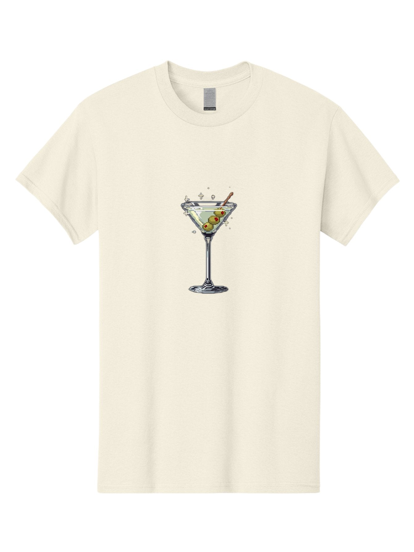 Martini-Glass-1 Men'S Graphic Tee, 100% Cotton, Comfortable Casual Summer Wear, Machine Washable, Martini Glass, Cocktail, 8-Bit Art, Retro Video Game, Olives, Red Pimentos, Pixelated Design, Barware, Cocktail Party, Fun Night Bad301 6