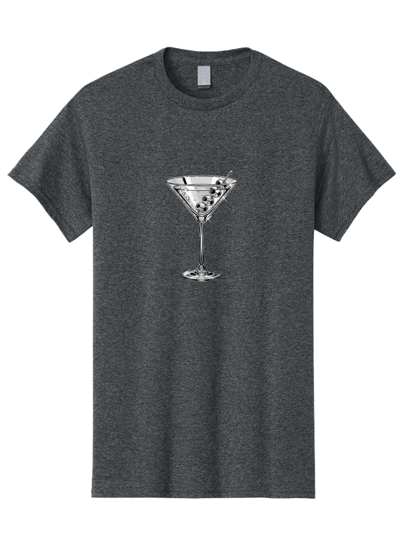 Martini-Glass-2 Men'S Graphic Tee, 100% Cotton, Comfortable Casual Summer Wear, Machine Washable, Martini Glass, Cocktail, Olives, Clear Drink, Glassware, Elegant, Sophisticated, Luxury, Bars, Nightlife, Mixology Bad302 10