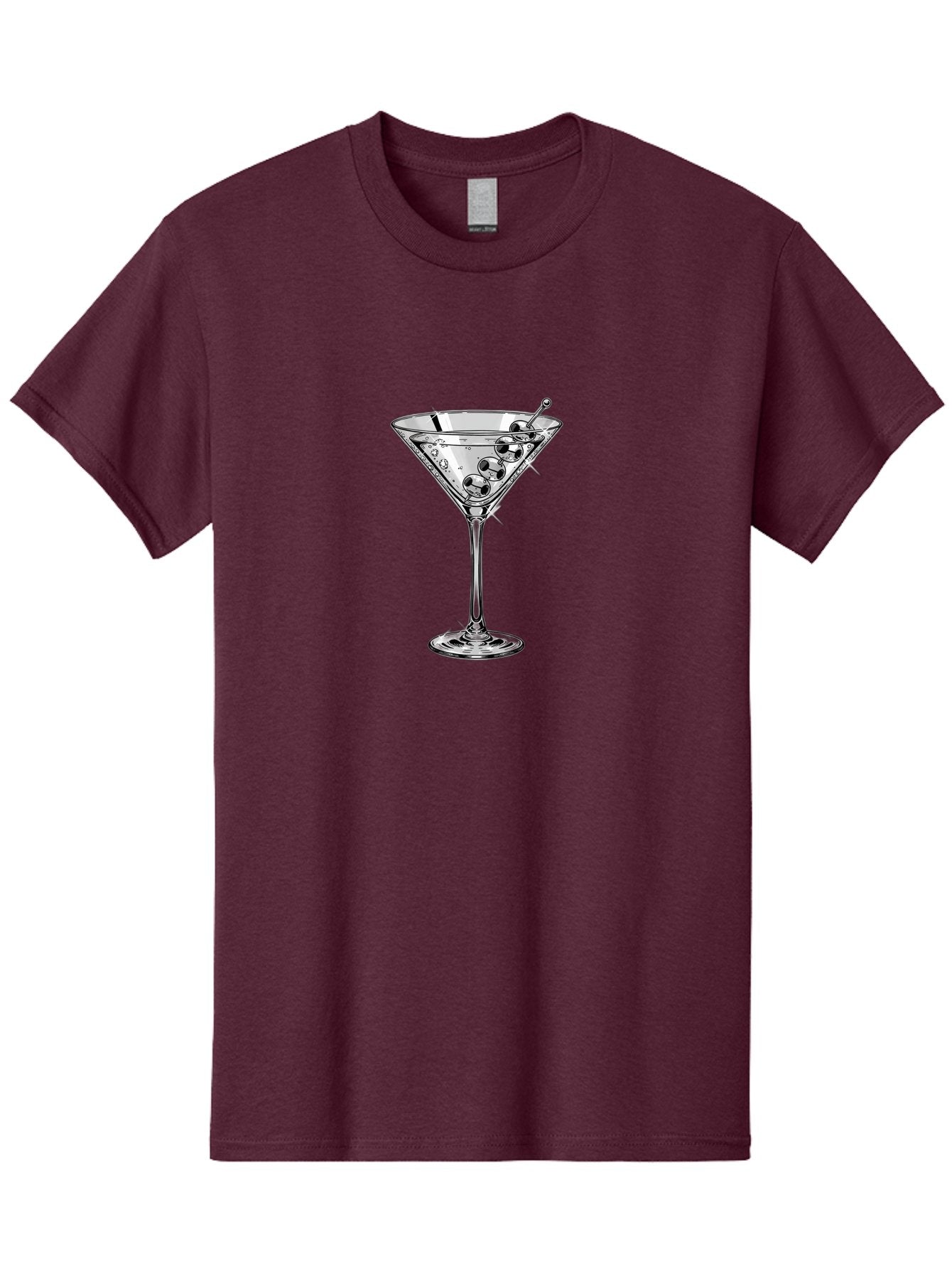 Martini-Glass-2 Men'S Graphic Tee, 100% Cotton, Comfortable Casual Summer Wear, Machine Washable, Martini Glass, Cocktail, Olives, Clear Drink, Glassware, Elegant, Sophisticated, Luxury, Bars, Nightlife, Mixology Bad302 6