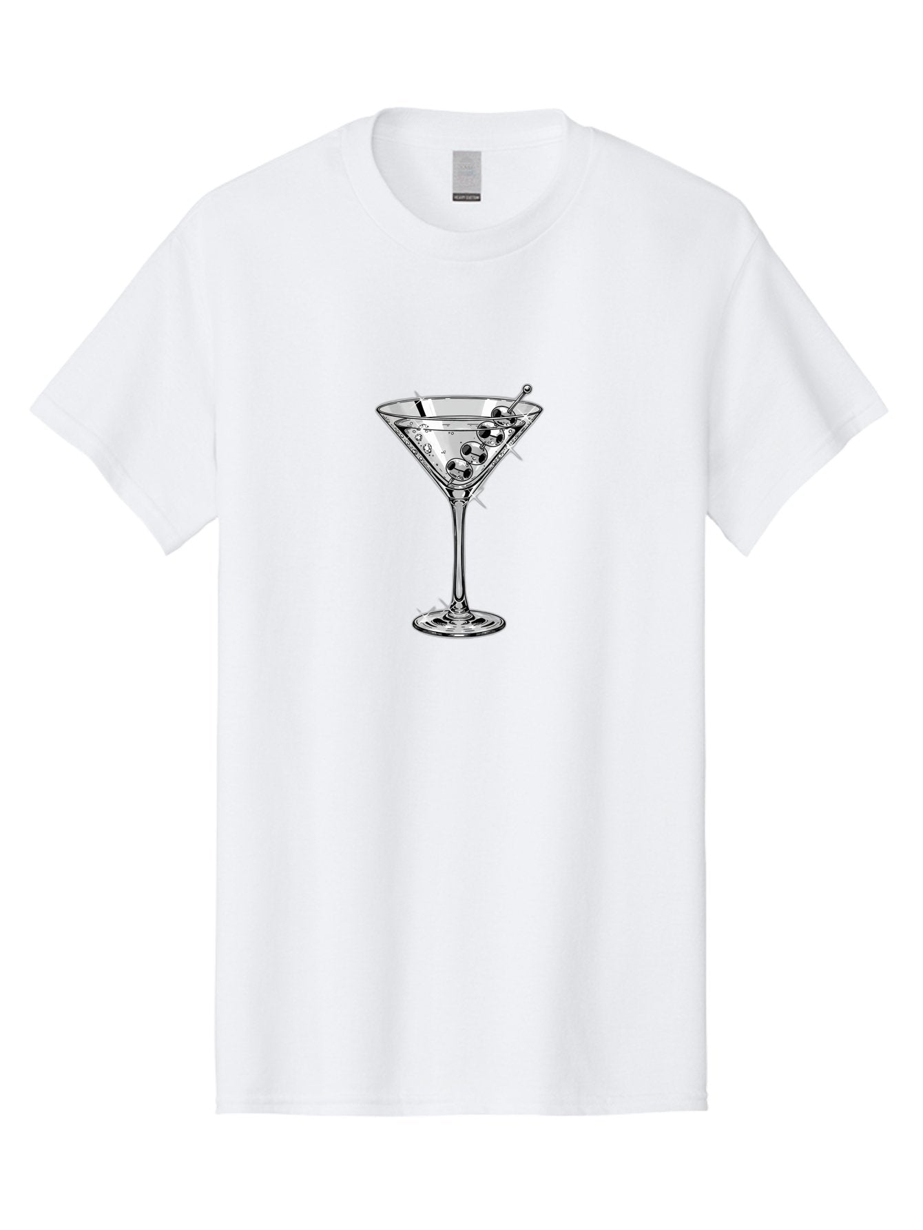 Martini-Glass-2 Men'S Graphic Tee, 100% Cotton, Comfortable Casual Summer Wear, Machine Washable, Martini Glass, Cocktail, Olives, Clear Drink, Glassware, Elegant, Sophisticated, Luxury, Bars, Nightlife, Mixology Bad302 4