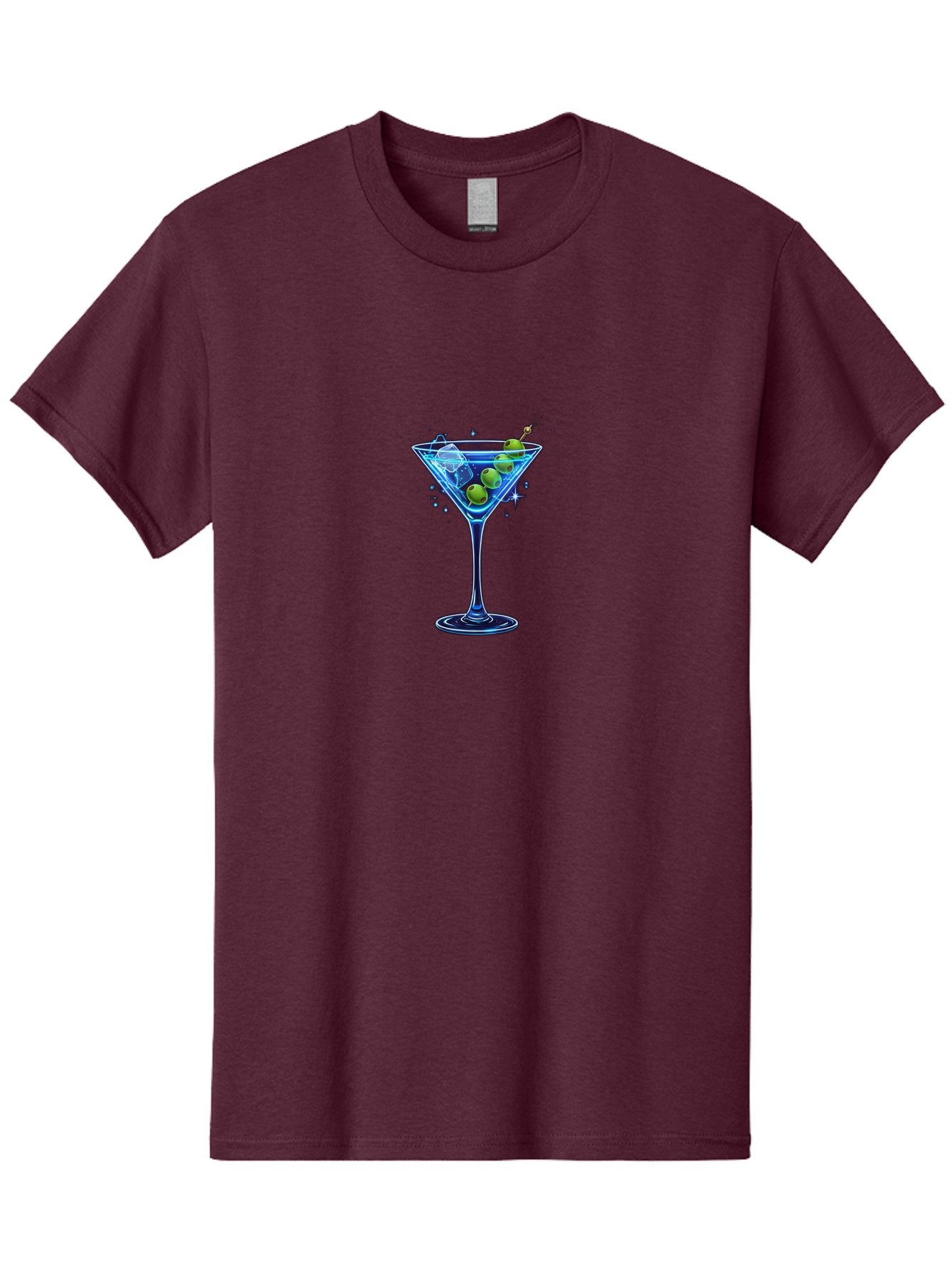 Martini-Glass Men'S Graphic Tee, 100% Cotton, Comfortable Casual Summer Wear, Machine Washable, Martini Glass, Cocktail, Martini, Olives, Ice, Festive Drink, Refreshing Beverage, Night Out, Party Time, Classic Cocktail Bad305