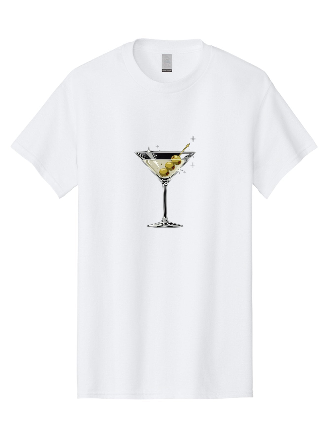 Martini-With-Olives Men'S Graphic Tee, 100% Cotton, Comfortable Casual Summer Wear, Machine Washable, Martini Cocktail, Clear Drink, Green Olives, Skewered Appetizer, Cocktail Glass, Luxury Drink, Sophisticated, Elegant, Sparkle, Glamorous Bad306 8