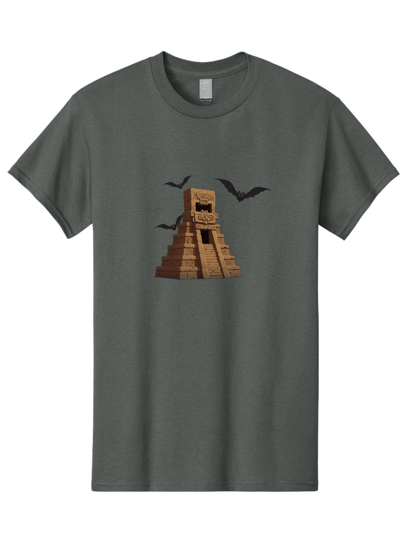 Mayan-Temple Men'S Graphic Tee, 100% Cotton, Comfortable Casual Summer Wear, Machine Washable, Mayan Temple, Ancient Architecture, Mystical Bats, Mysterious Structure, Intricate Carvings, Stairs To The Unknown, Mysterious Eyes, Bad310 8