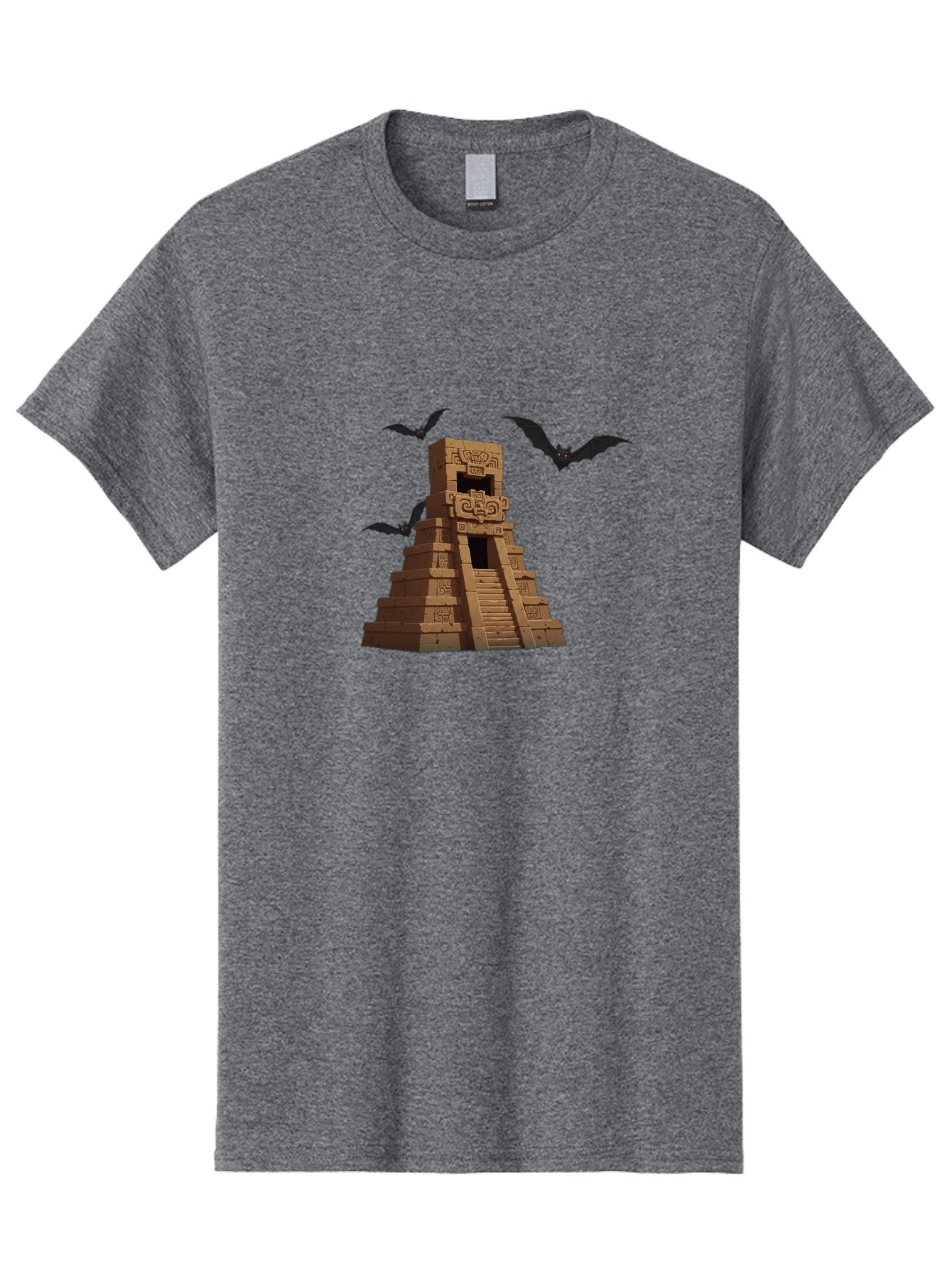 Mayan-Temple Men'S Graphic Tee, 100% Cotton, Comfortable Casual Summer Wear, Machine Washable, Mayan Temple, Ancient Architecture, Mystical Bats, Mysterious Structure, Intricate Carvings, Stairs To The Unknown, Mysterious Eyes, Bad310 12