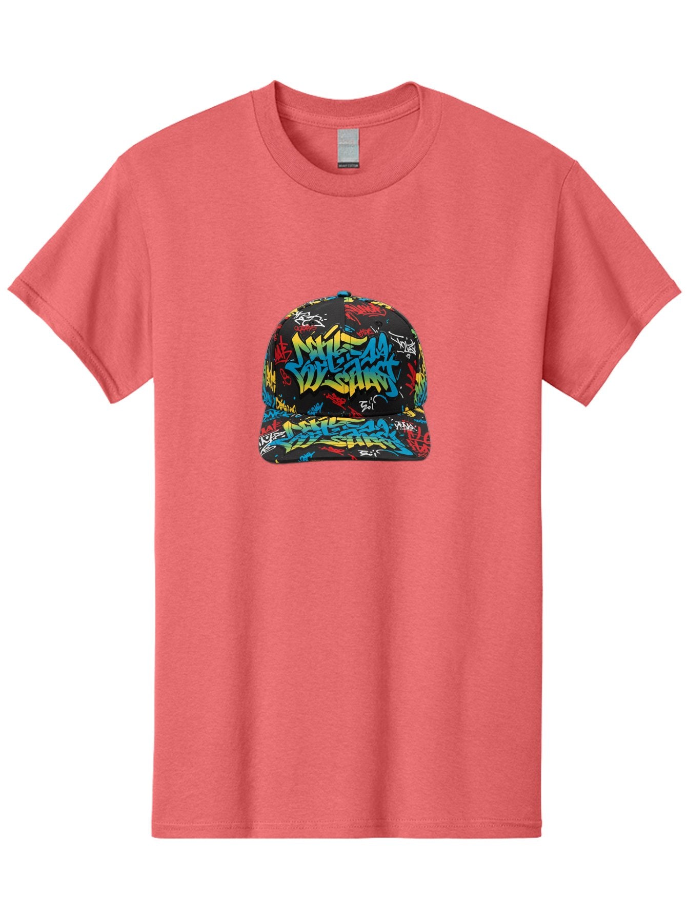 Mike-D-S-Graffiti-Cap Men'S Graphic Tee, 100% Cotton, Comfortable Casual Summer Wear, Machine Washable, Baseball Cap, Graffiti Style, Streetwear Fashion, Urban Clothing, Bold Designs, Vibrant Colors, Stylish Accessories, Casual Wear, Bad318 8