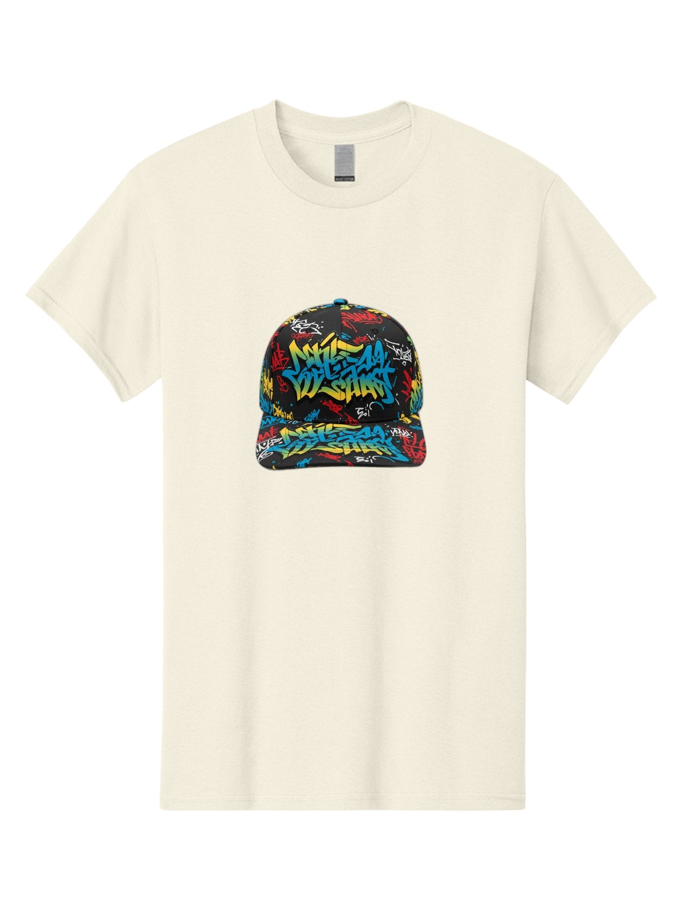 Mike-D-S-Graffiti-Cap Men'S Graphic Tee, 100% Cotton, Comfortable Casual Summer Wear, Machine Washable, Baseball Cap, Graffiti Style, Streetwear Fashion, Urban Clothing, Bold Designs, Vibrant Colors, Stylish Accessories, Casual Wear, Bad318 10