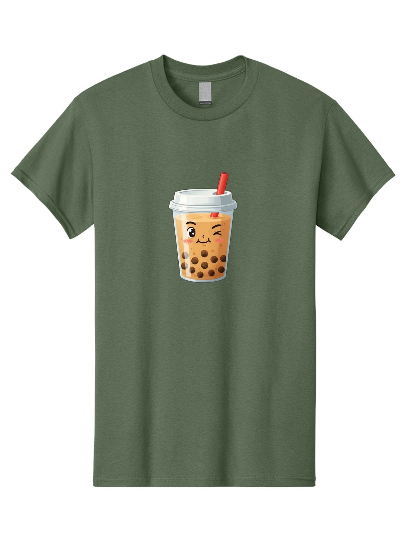 Milk-Tea-1 Men'S Graphic Tee, 100% Cotton, Comfortable Casual Summer Wear, Machine Washable, Milk Tea, Boba Tea, Bubble Tea, Cartoon Character, Cute Drink, Takeout Cup, Straw, Kawaii, Adorable Beverage, Tea Time, Fun Design Bad319