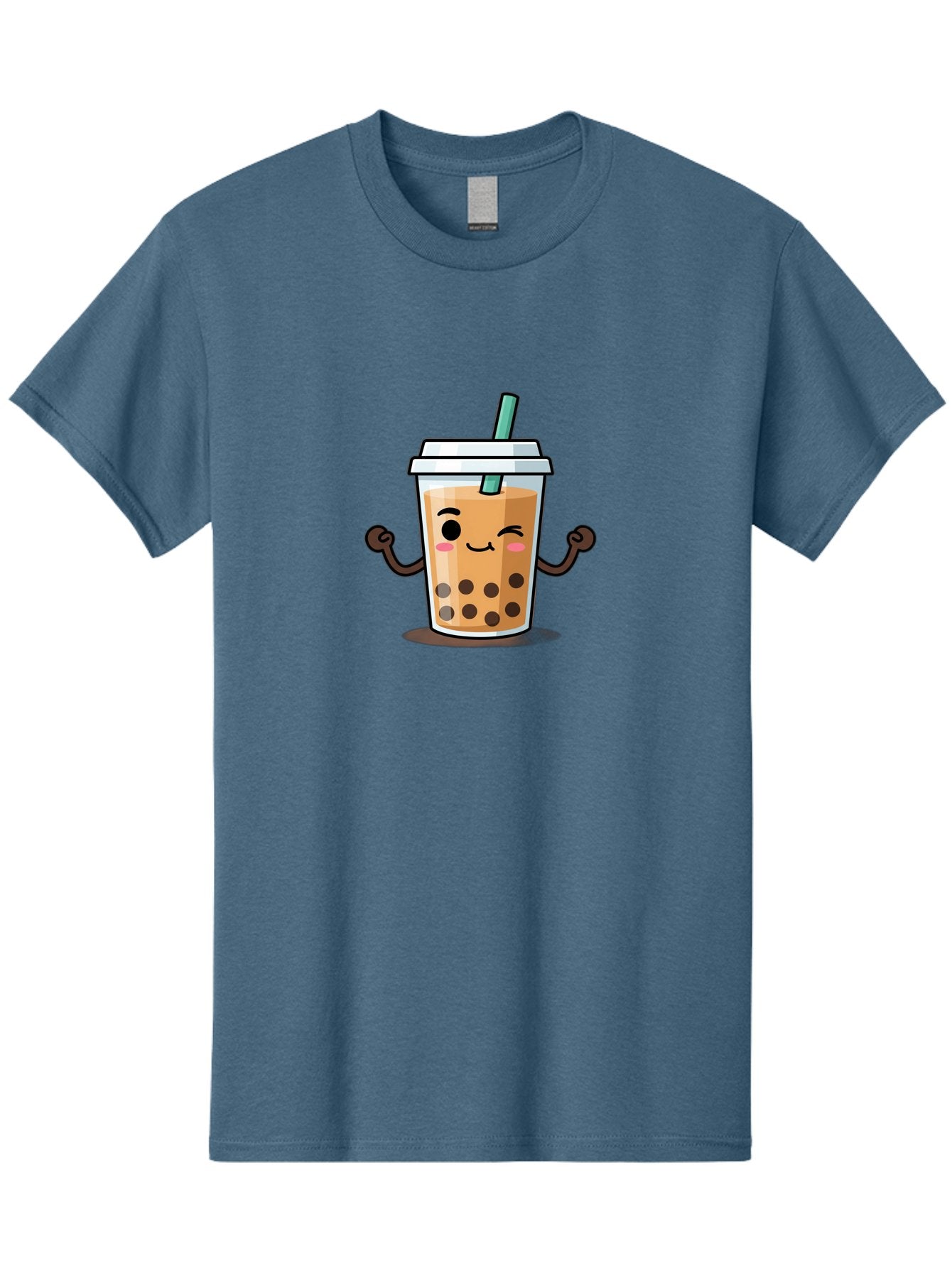 Milk-Tea-2 Men'S Graphic Tee, 100% Cotton, Comfortable Casual Summer Wear, Machine Washable, Cartoon Boba Tea, Milk Tea With Boba, Adorable Drink, Flexing Boba Tea, Cute Beverage, Kawaii Boba, Smiling Drink, Bubble Tea Character, Bad320 15