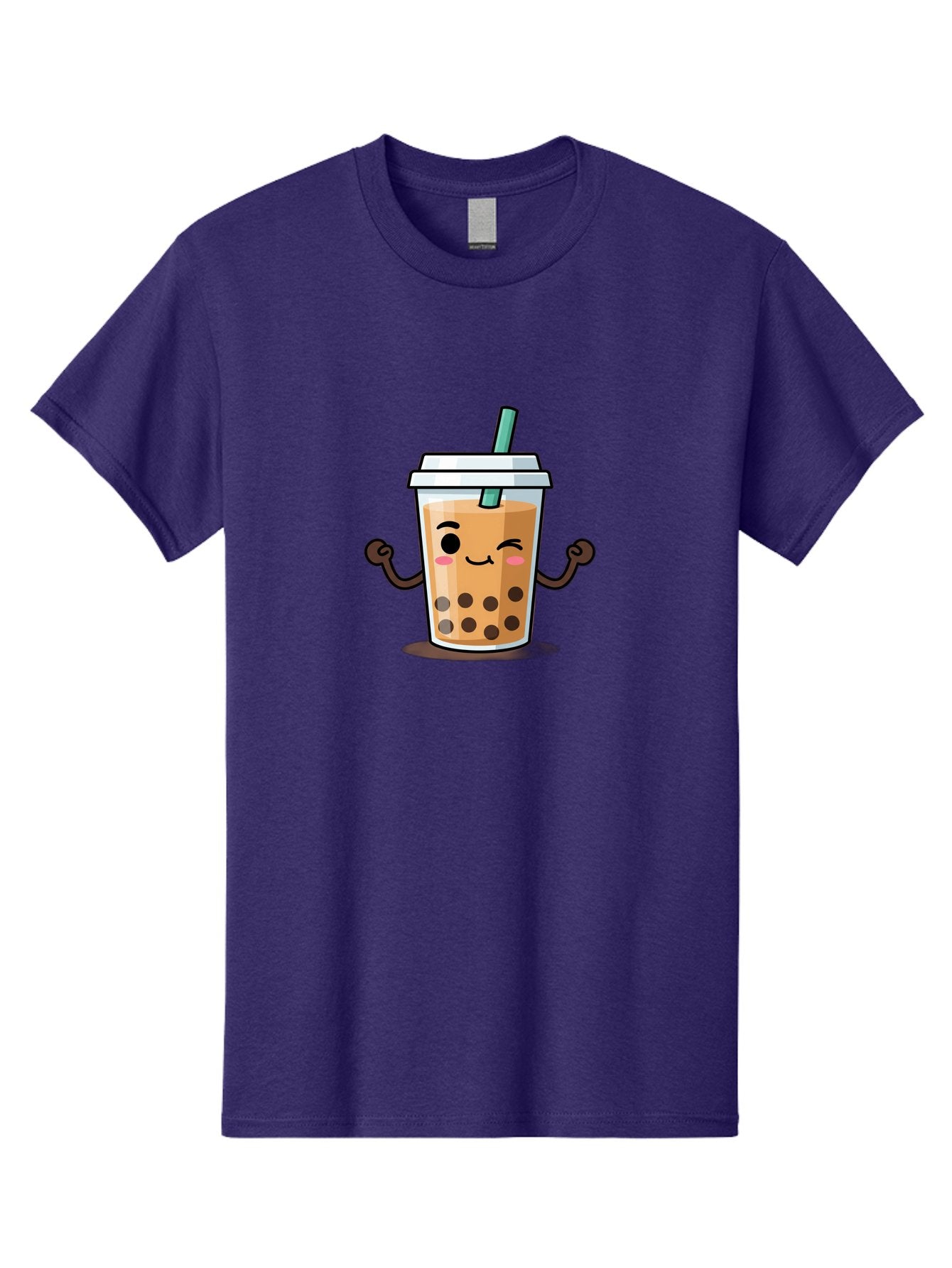 Milk-Tea-2 Men'S Graphic Tee, 100% Cotton, Comfortable Casual Summer Wear, Machine Washable, Cartoon Boba Tea, Milk Tea With Boba, Adorable Drink, Flexing Boba Tea, Cute Beverage, Kawaii Boba, Smiling Drink, Bubble Tea Character, Bad320 8