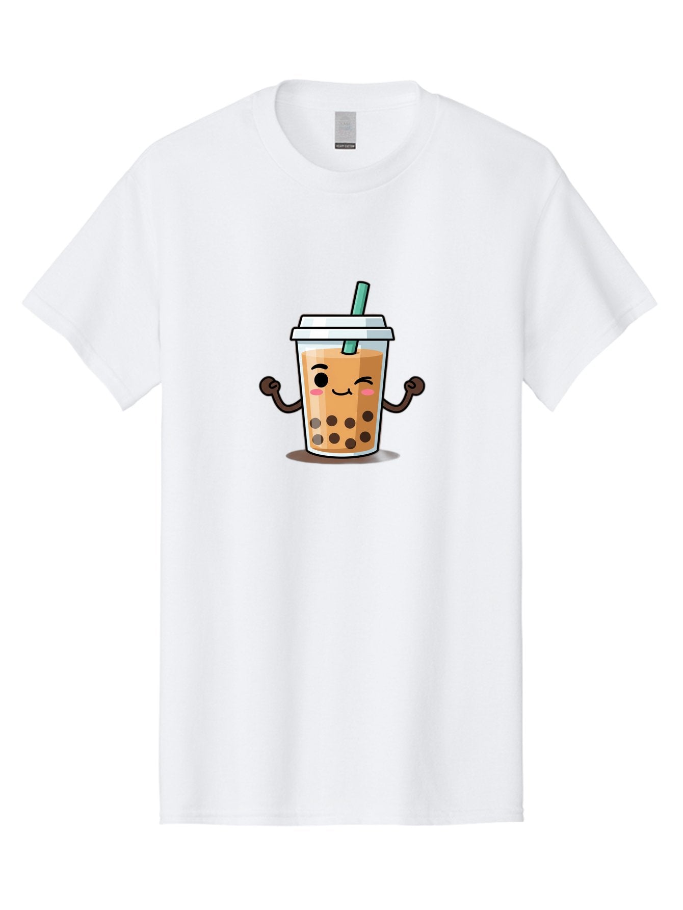 Milk-Tea-2 Men'S Graphic Tee, 100% Cotton, Comfortable Casual Summer Wear, Machine Washable, Cartoon Boba Tea, Milk Tea With Boba, Adorable Drink, Flexing Boba Tea, Cute Beverage, Kawaii Boba, Smiling Drink, Bubble Tea Character, Bad320 12