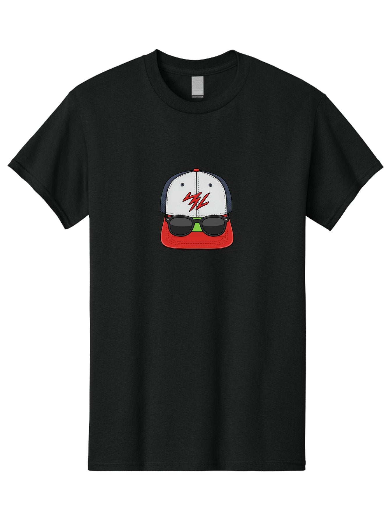 Mlb-Cap-Sunglasses Men'S Graphic Tee, 100% Cotton, Comfortable Casual Summer Wear, Machine Washable, Baseball Cap, Sunglasses, Red And White, Mlb Logo, Stylized Graphic, Sports Apparel, Fashion Accessory, Trendy Illustration, Logo Design, Bad329 8