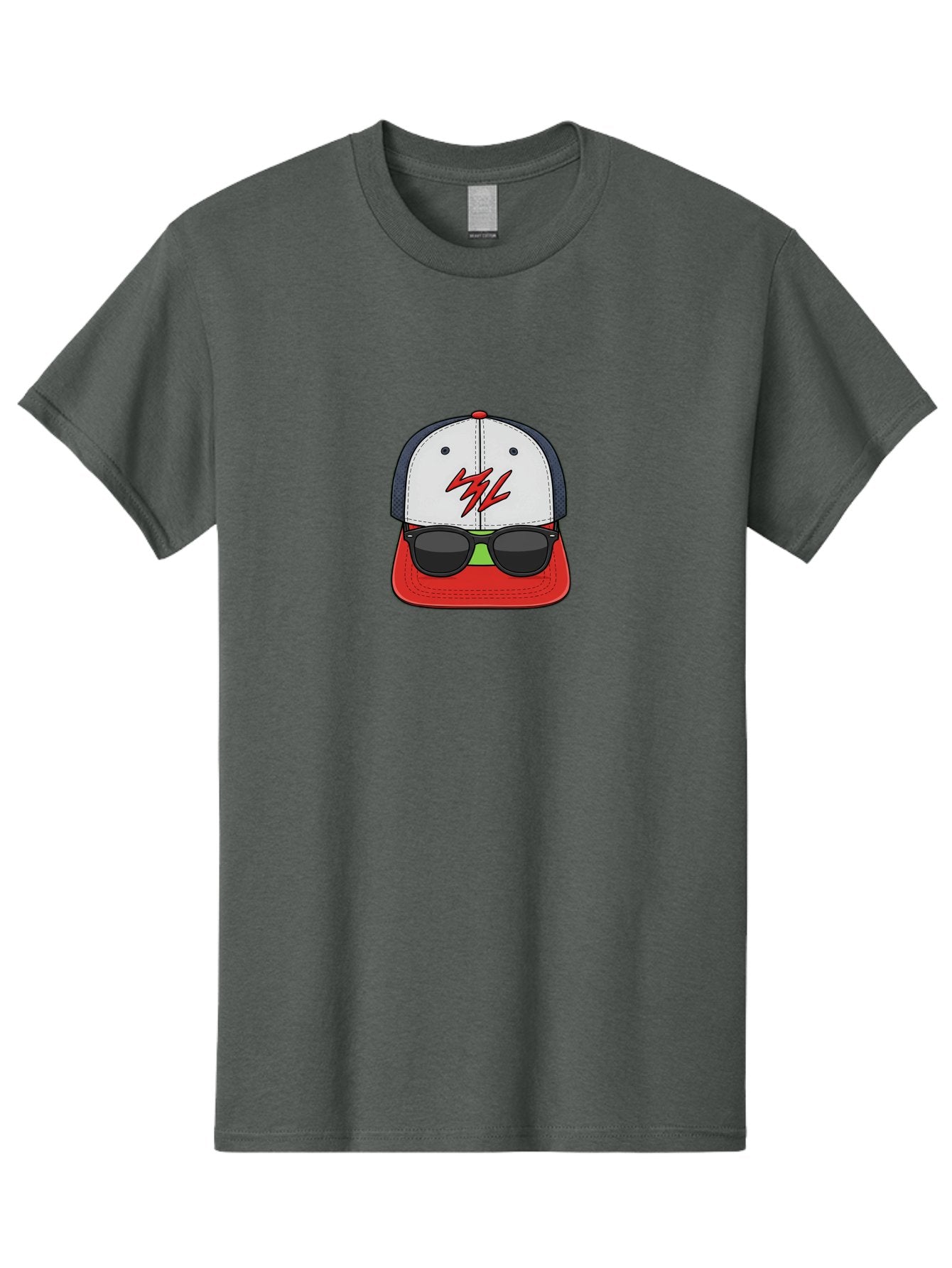 Mlb-Cap-Sunglasses Men'S Graphic Tee, 100% Cotton, Comfortable Casual Summer Wear, Machine Washable, Baseball Cap, Sunglasses, Red And White, Mlb Logo, Stylized Graphic, Sports Apparel, Fashion Accessory, Trendy Illustration, Logo Design, Bad329 10
