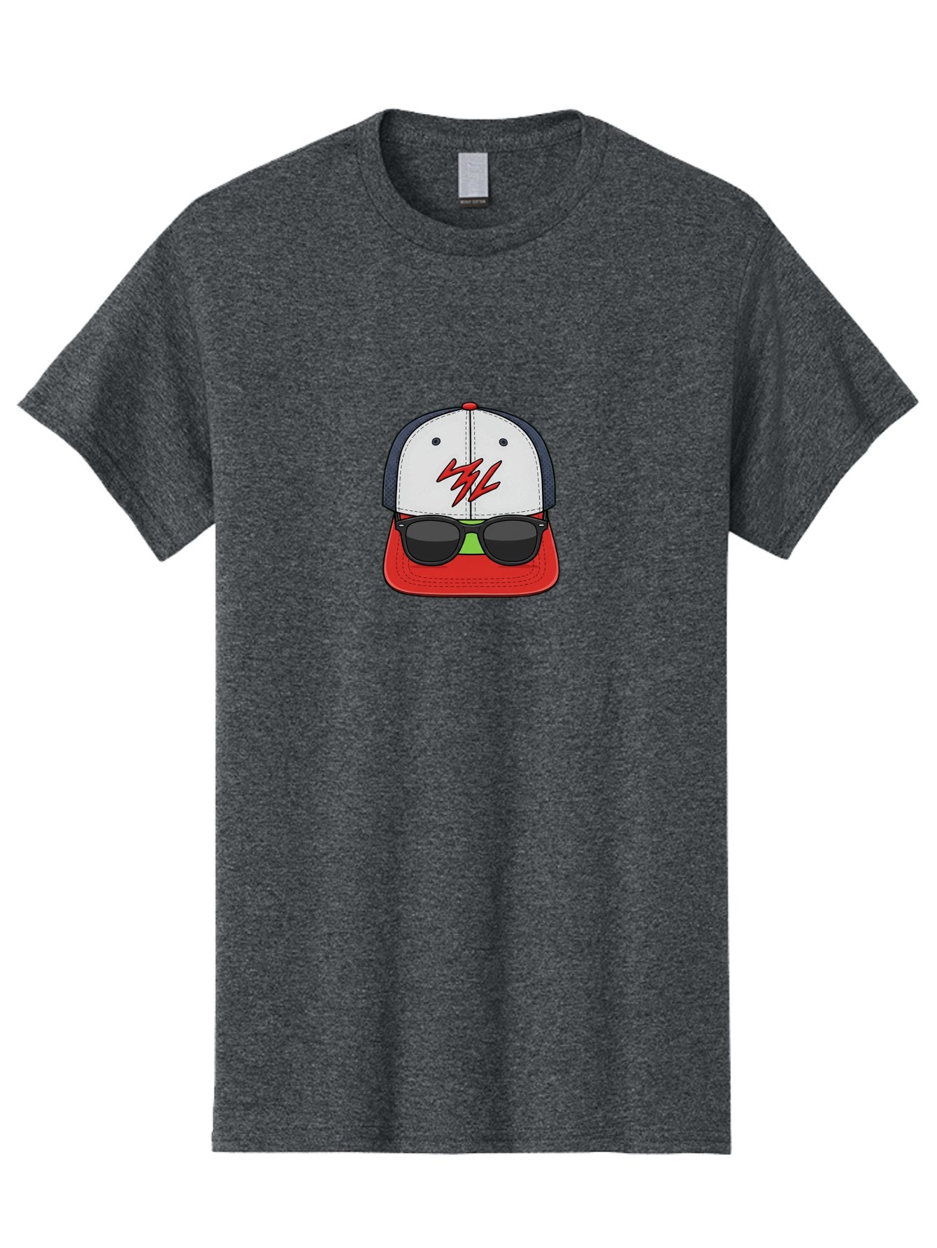 Mlb-Cap-Sunglasses Men'S Graphic Tee, 100% Cotton, Comfortable Casual Summer Wear, Machine Washable, Baseball Cap, Sunglasses, Red And White, Mlb Logo, Stylized Graphic, Sports Apparel, Fashion Accessory, Trendy Illustration, Logo Design, Bad329 3
