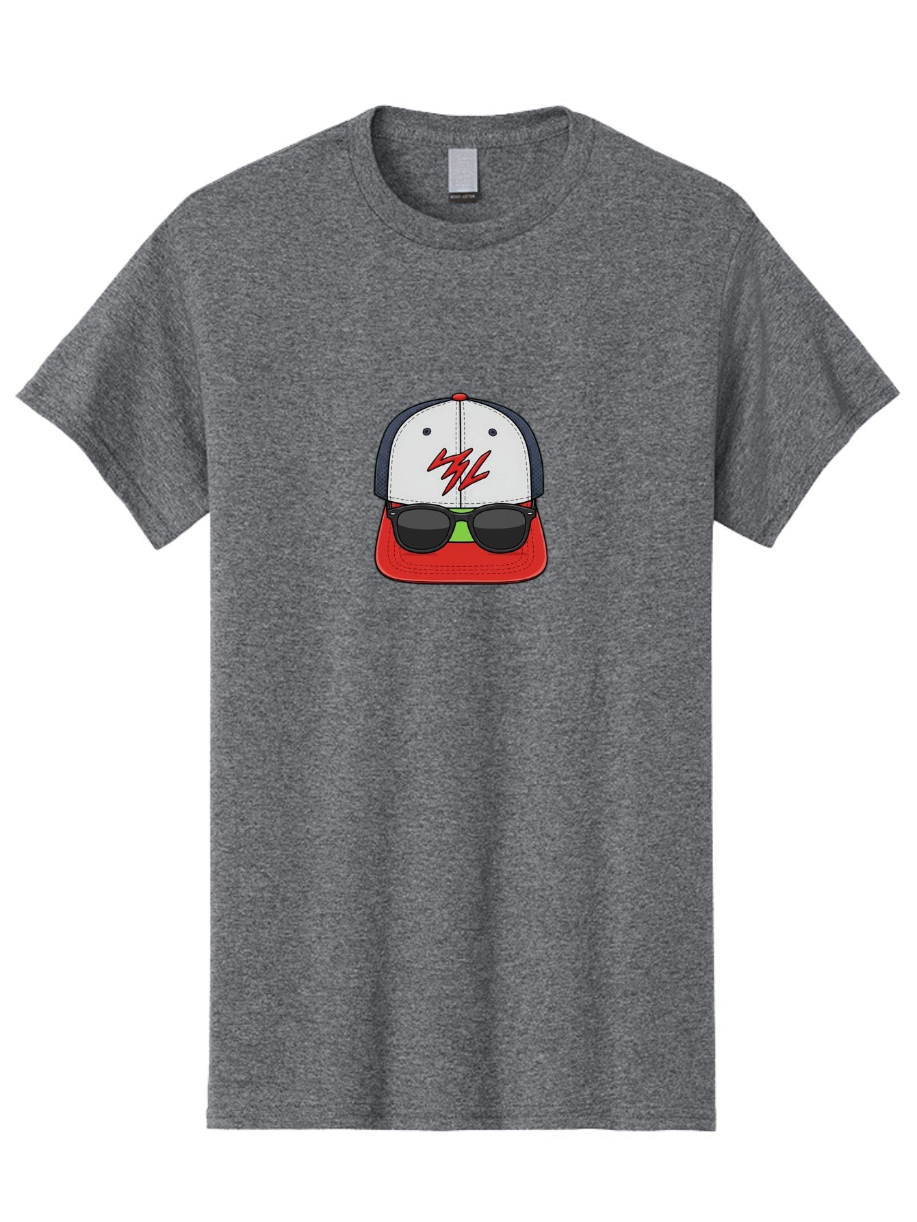 Mlb-Cap-Sunglasses Men'S Graphic Tee, 100% Cotton, Comfortable Casual Summer Wear, Machine Washable, Baseball Cap, Sunglasses, Red And White, Mlb Logo, Stylized Graphic, Sports Apparel, Fashion Accessory, Trendy Illustration, Logo Design, Bad329 11