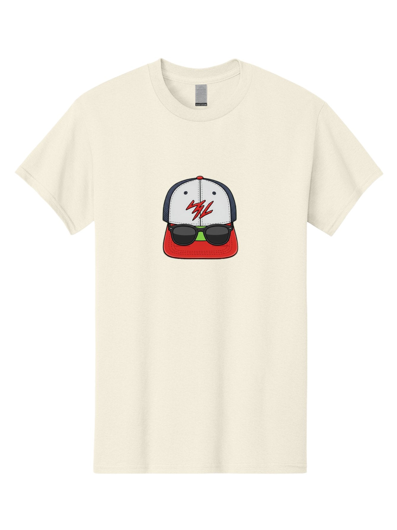 Mlb-Cap-Sunglasses Men'S Graphic Tee, 100% Cotton, Comfortable Casual Summer Wear, Machine Washable, Baseball Cap, Sunglasses, Red And White, Mlb Logo, Stylized Graphic, Sports Apparel, Fashion Accessory, Trendy Illustration, Logo Design, Bad329 7