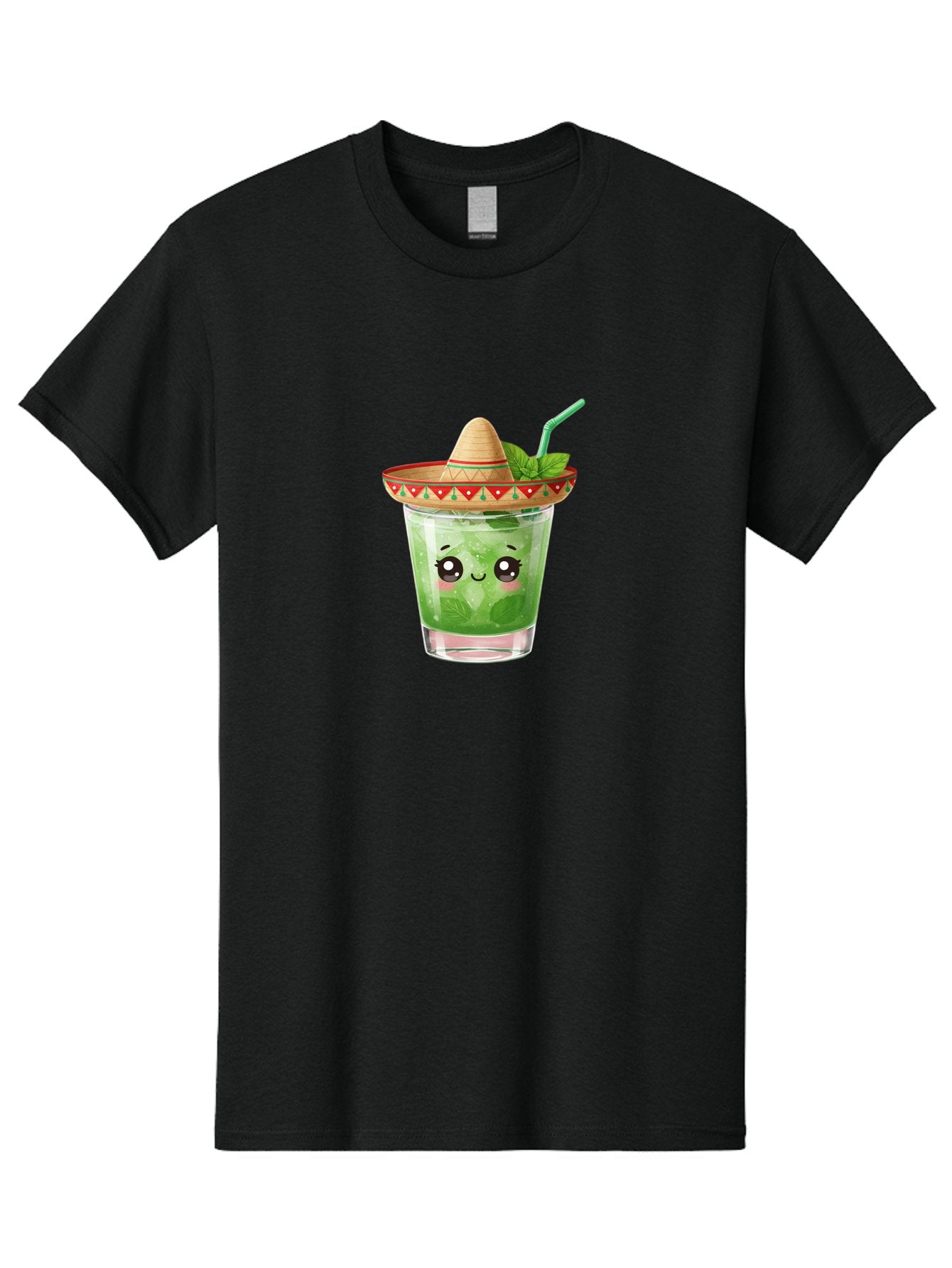 Mojito-With-Sombrero Men'S Graphic Tee, 100% Cotton, Comfortable Casual Summer Wear, Machine Washable, Mojito Cocktail, Refreshing Drink, Mint Leaves, Cute Face, Straw, Sombrero Hat, Festive Vibe, Cartoon Style, Fun Illustration, Summer Drink Bad332 11