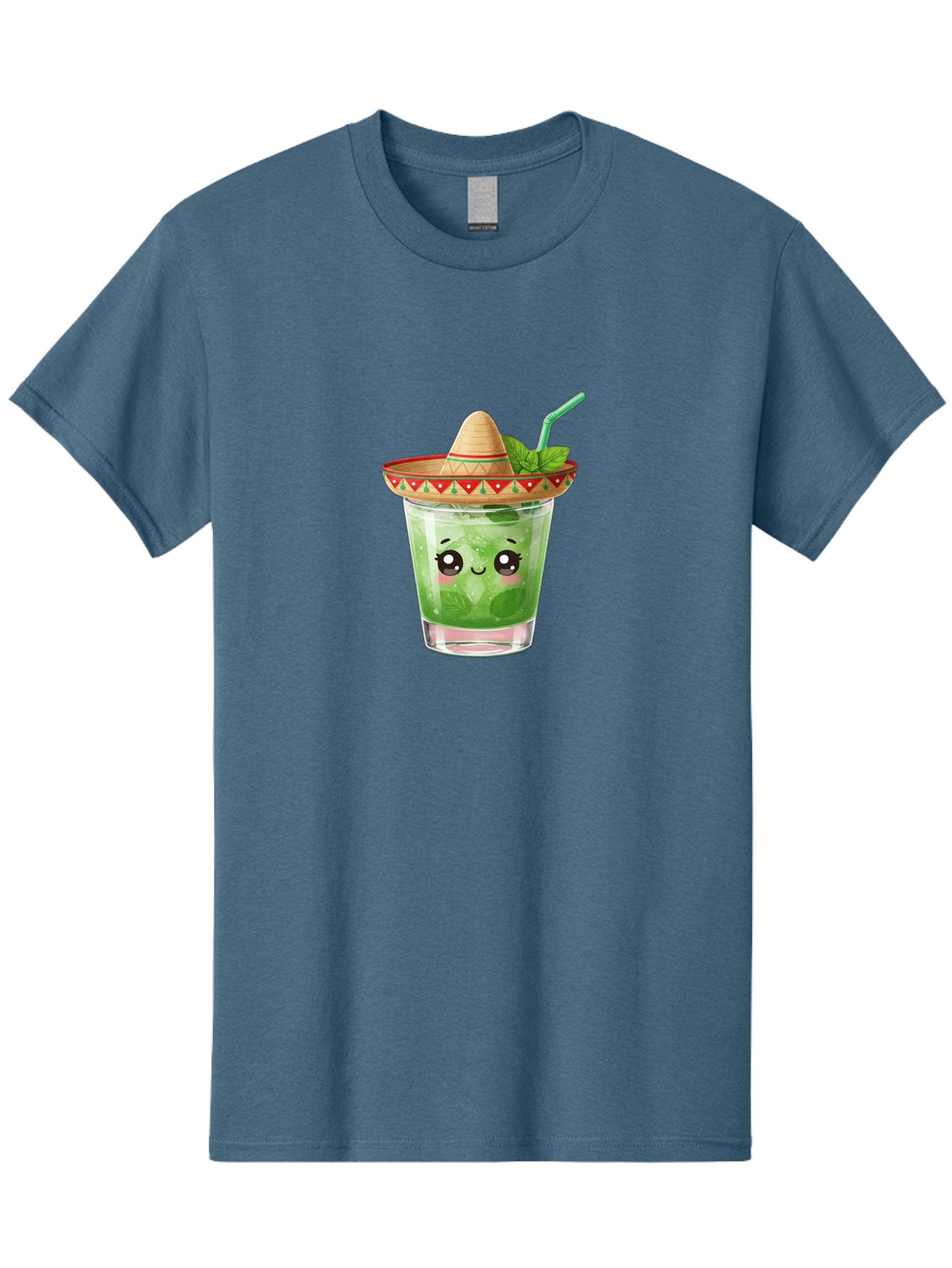 Mojito-With-Sombrero Men'S Graphic Tee, 100% Cotton, Comfortable Casual Summer Wear, Machine Washable, Mojito Cocktail, Refreshing Drink, Mint Leaves, Cute Face, Straw, Sombrero Hat, Festive Vibe, Cartoon Style, Fun Illustration, Summer Drink Bad332 10