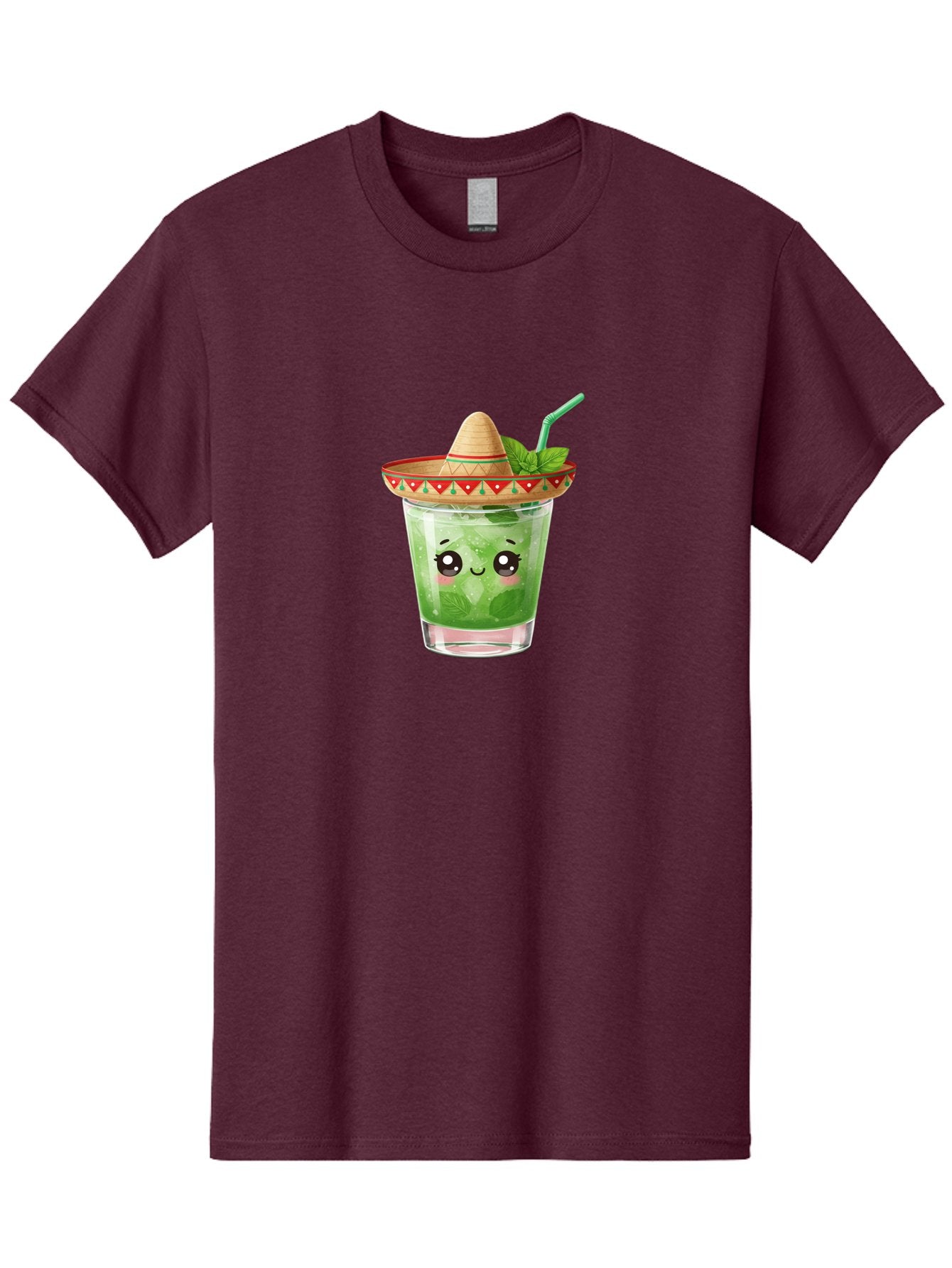 Mojito-With-Sombrero Men'S Graphic Tee, 100% Cotton, Comfortable Casual Summer Wear, Machine Washable, Mojito Cocktail, Refreshing Drink, Mint Leaves, Cute Face, Straw, Sombrero Hat, Festive Vibe, Cartoon Style, Fun Illustration, Summer Drink Bad332 14