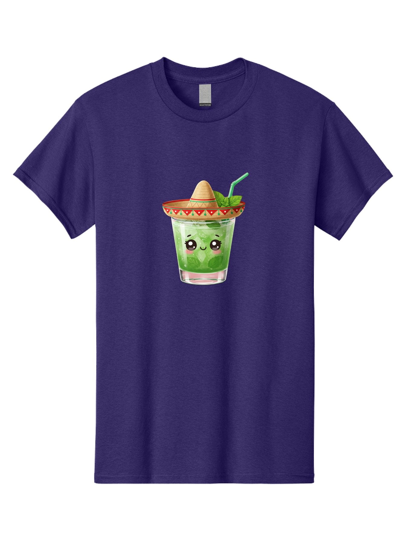 Mojito-With-Sombrero Men'S Graphic Tee, 100% Cotton, Comfortable Casual Summer Wear, Machine Washable, Mojito Cocktail, Refreshing Drink, Mint Leaves, Cute Face, Straw, Sombrero Hat, Festive Vibe, Cartoon Style, Fun Illustration, Summer Drink Bad332 7