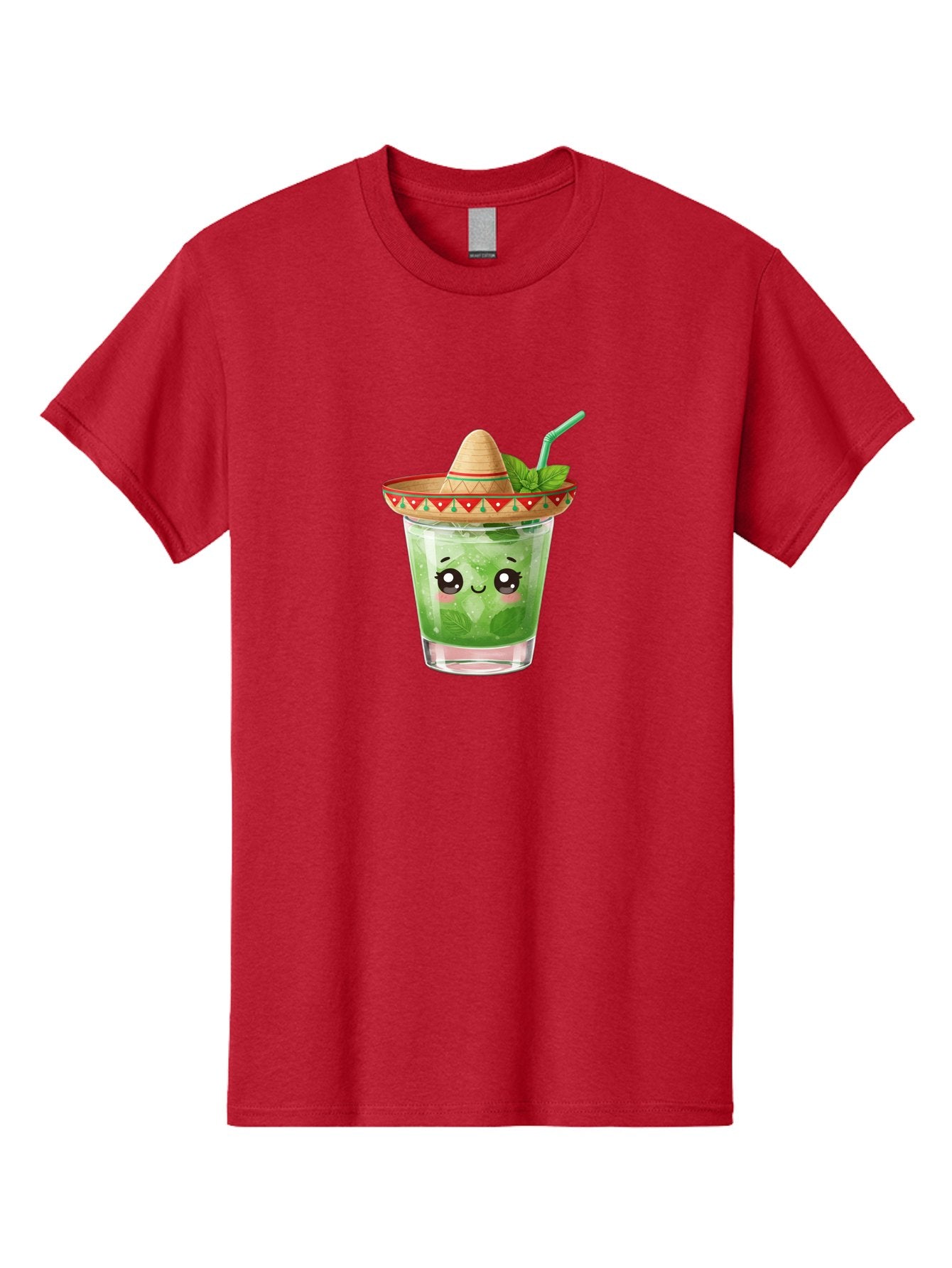 Mojito-With-Sombrero Men'S Graphic Tee, 100% Cotton, Comfortable Casual Summer Wear, Machine Washable, Mojito Cocktail, Refreshing Drink, Mint Leaves, Cute Face, Straw, Sombrero Hat, Festive Vibe, Cartoon Style, Fun Illustration, Summer Drink Bad332 12