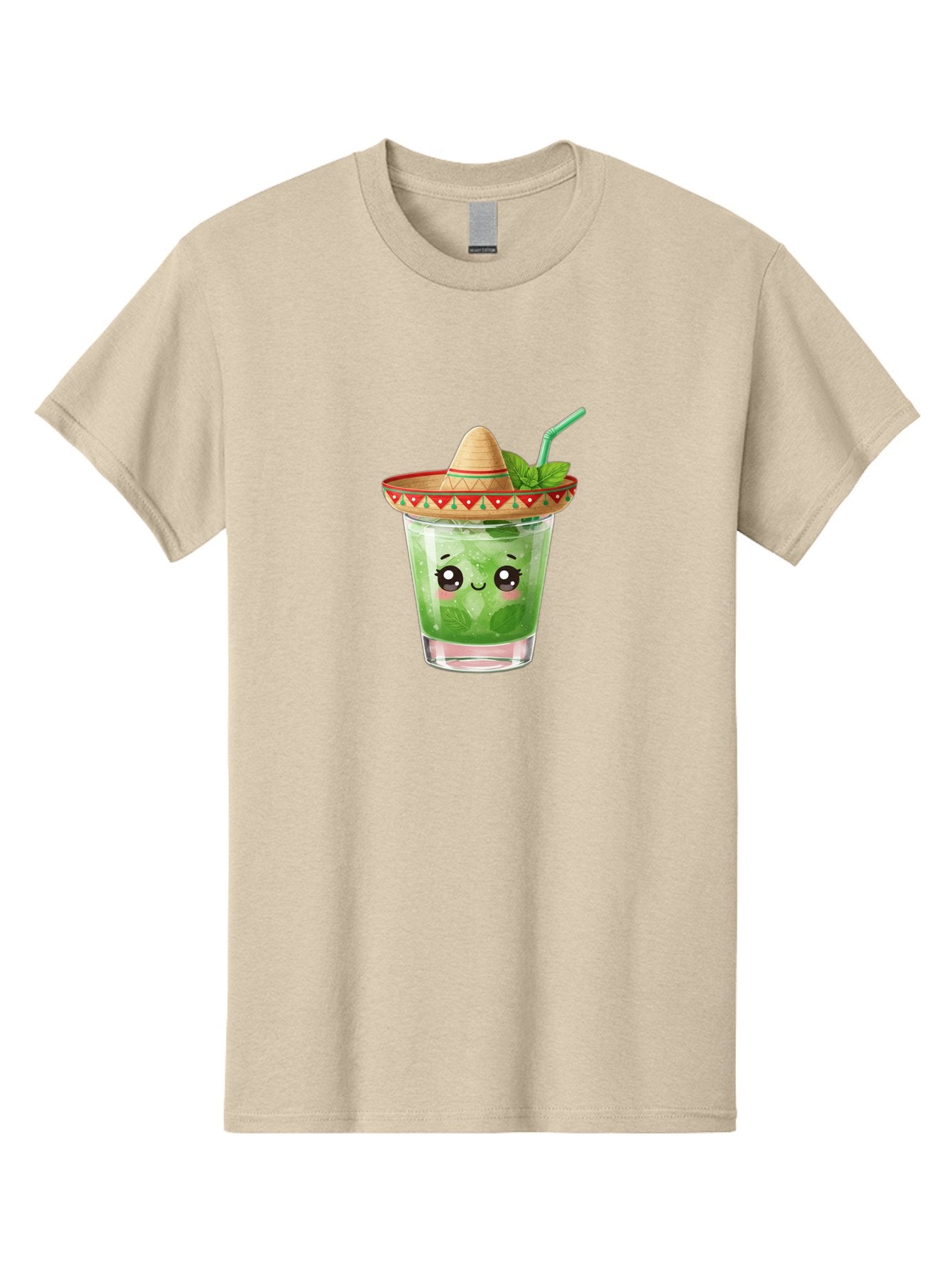 Mojito-With-Sombrero Men'S Graphic Tee, 100% Cotton, Comfortable Casual Summer Wear, Machine Washable, Mojito Cocktail, Refreshing Drink, Mint Leaves, Cute Face, Straw, Sombrero Hat, Festive Vibe, Cartoon Style, Fun Illustration, Summer Drink Bad332 9