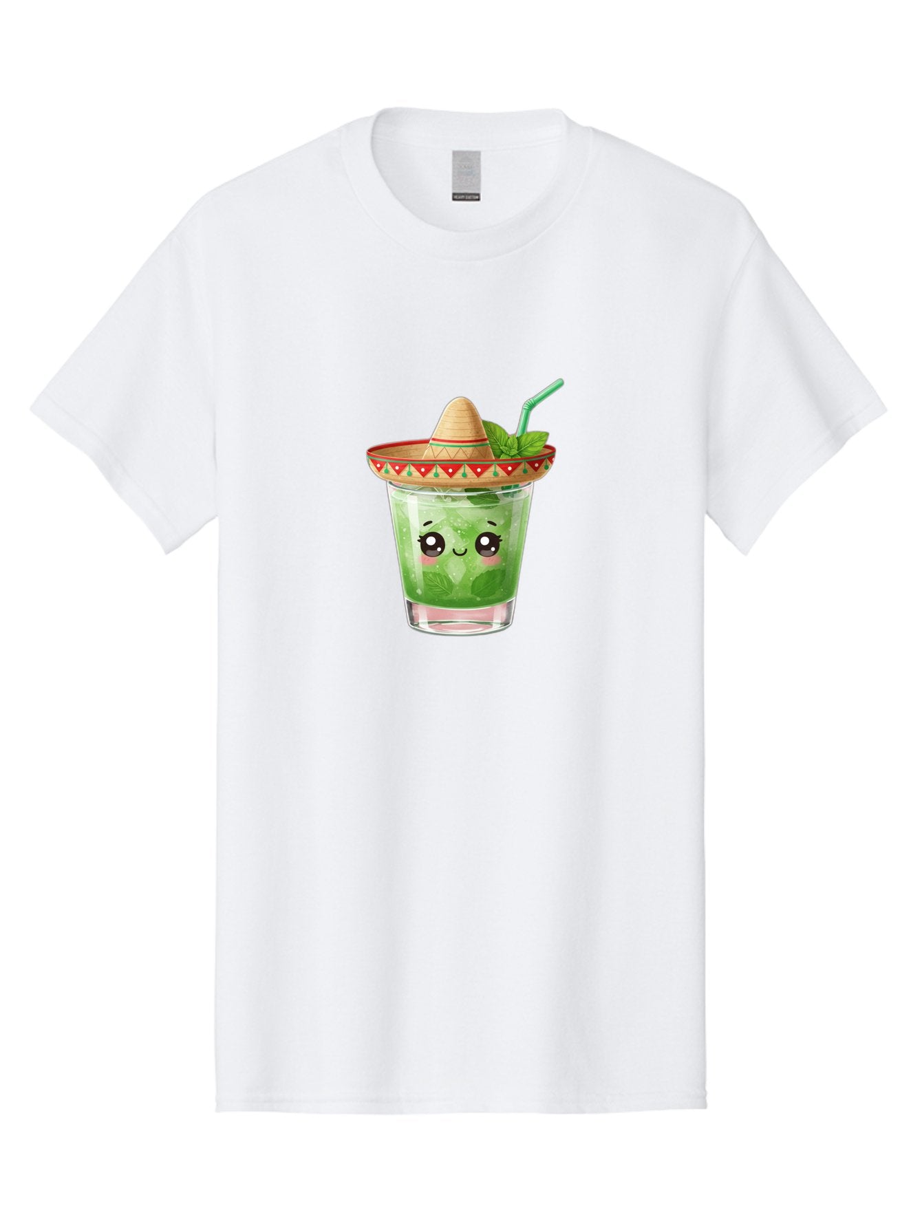 Mojito-With-Sombrero Men'S Graphic Tee, 100% Cotton, Comfortable Casual Summer Wear, Machine Washable, Mojito Cocktail, Refreshing Drink, Mint Leaves, Cute Face, Straw, Sombrero Hat, Festive Vibe, Cartoon Style, Fun Illustration, Summer Drink Bad332 13