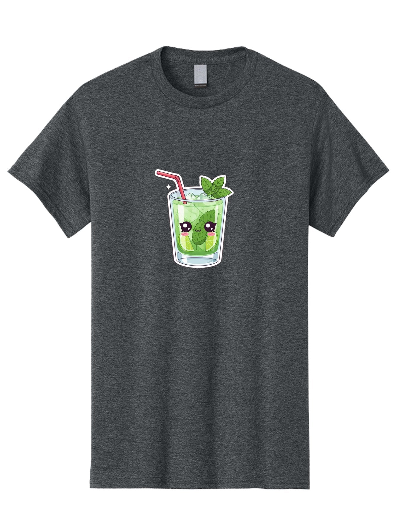 Mojito Men'S Graphic Tee, 100% Cotton, Comfortable Casual Summer Wear, Machine Washable, Mojito Cocktail, Refreshing Drink, Lime Wedges, Mint Leaves, Cartoon Style, Cute Characters, Summer Vibes, Pink Straw, Fun Illustration, Kawaii Design, Bad333 13