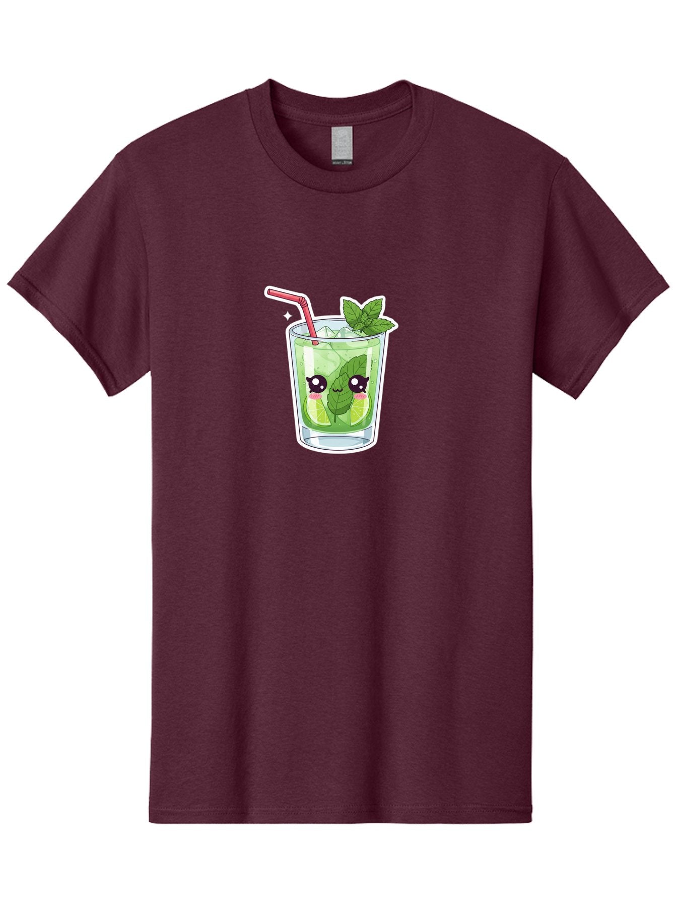 Mojito Men'S Graphic Tee, 100% Cotton, Comfortable Casual Summer Wear, Machine Washable, Mojito Cocktail, Refreshing Drink, Lime Wedges, Mint Leaves, Cartoon Style, Cute Characters, Summer Vibes, Pink Straw, Fun Illustration, Kawaii Design, Bad333 7