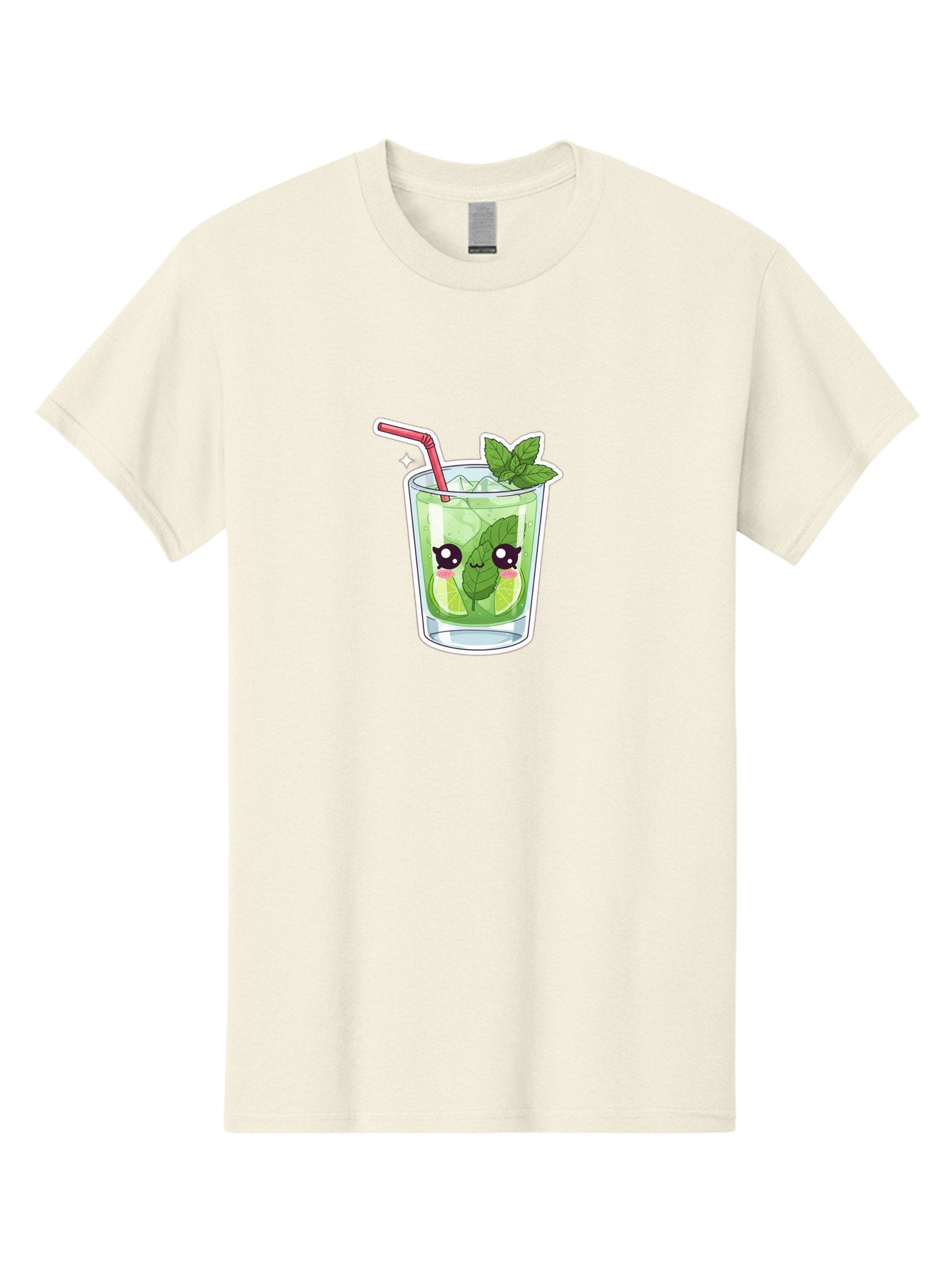 Mojito Men'S Graphic Tee, 100% Cotton, Comfortable Casual Summer Wear, Machine Washable, Mojito Cocktail, Refreshing Drink, Lime Wedges, Mint Leaves, Cartoon Style, Cute Characters, Summer Vibes, Pink Straw, Fun Illustration, Kawaii Design, Bad333 14