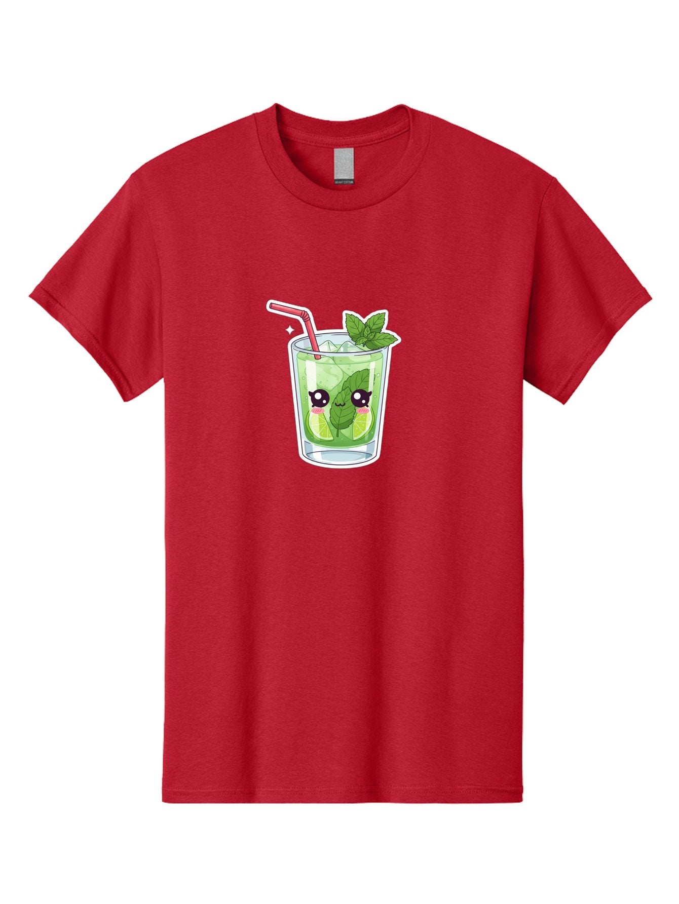 Mojito Men'S Graphic Tee, 100% Cotton, Comfortable Casual Summer Wear, Machine Washable, Mojito Cocktail, Refreshing Drink, Lime Wedges, Mint Leaves, Cartoon Style, Cute Characters, Summer Vibes, Pink Straw, Fun Illustration, Kawaii Design, Bad333 10
