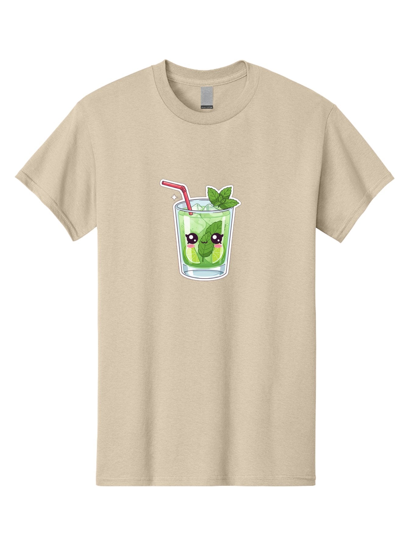 Mojito Men'S Graphic Tee, 100% Cotton, Comfortable Casual Summer Wear, Machine Washable, Mojito Cocktail, Refreshing Drink, Lime Wedges, Mint Leaves, Cartoon Style, Cute Characters, Summer Vibes, Pink Straw, Fun Illustration, Kawaii Design, Bad333 8