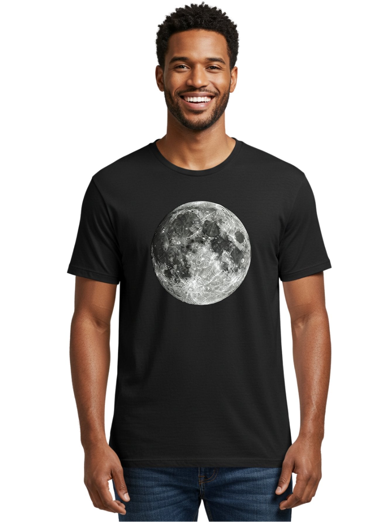Moon-1 Men'S Graphic Tee, 100% Cotton, Comfortable Casual Summer Wear, Machine Washable, Lunar Surface, Cratered Terrain, Moon'S Topography, Astronomical Body, Night Sky, Space Exploration, Celestial Object, Moonlit Landscape Bad334 20