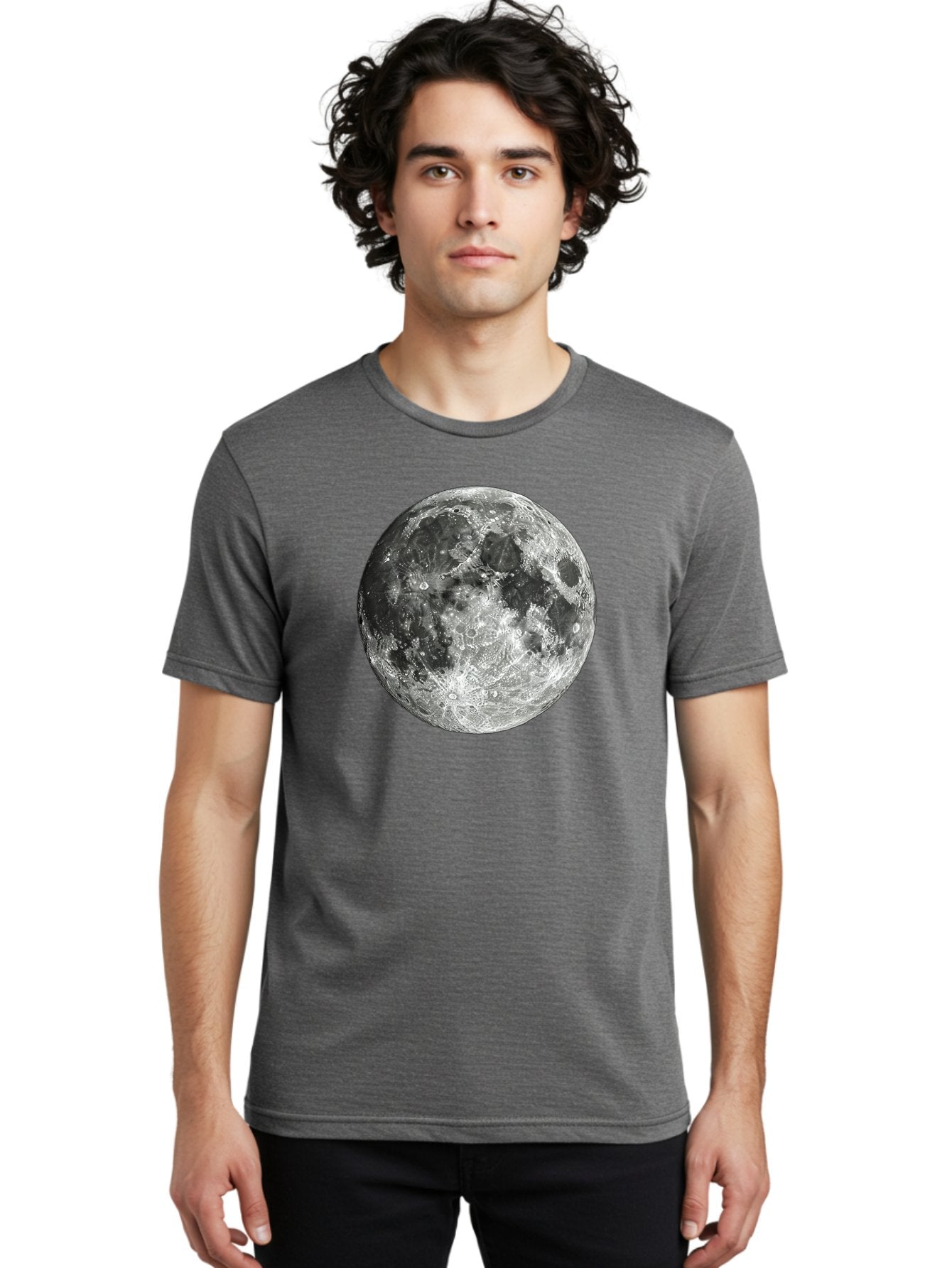 Moon-1 Men'S Graphic Tee, 100% Cotton, Comfortable Casual Summer Wear, Machine Washable, Lunar Surface, Cratered Terrain, Moon'S Topography, Astronomical Body, Night Sky, Space Exploration, Celestial Object, Moonlit Landscape Bad334 16