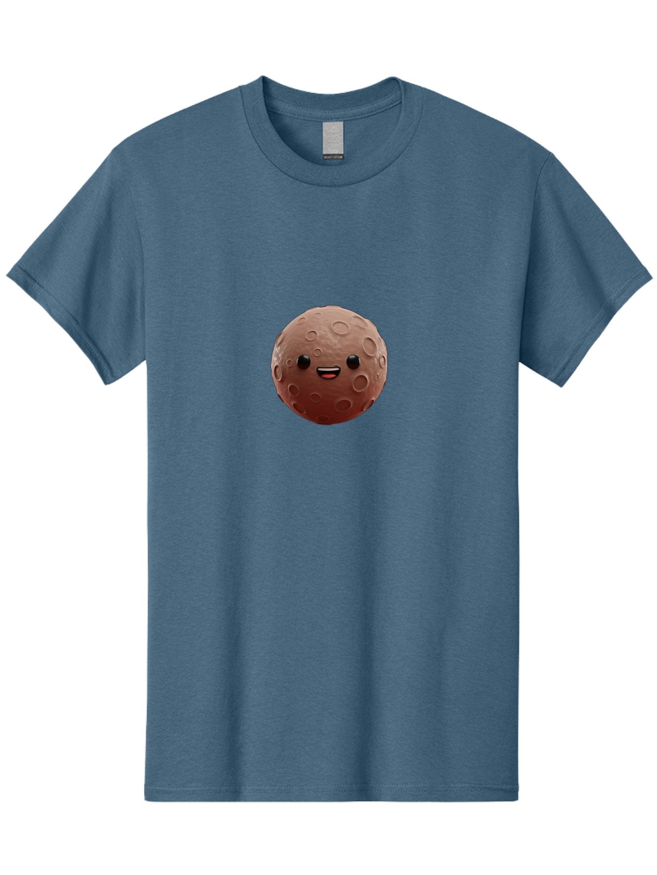Moon-Character Men'S Graphic Tee, 100% Cotton, Comfortable Casual Summer Wear, Machine Washable, Cartoon Moon, Smiling Face, Lunar Surface, Craters, Adorable Character, Digital Illustration, 3D Rendering, Kawaii Art, Moon Emoji, Emoticon, Bad335 5