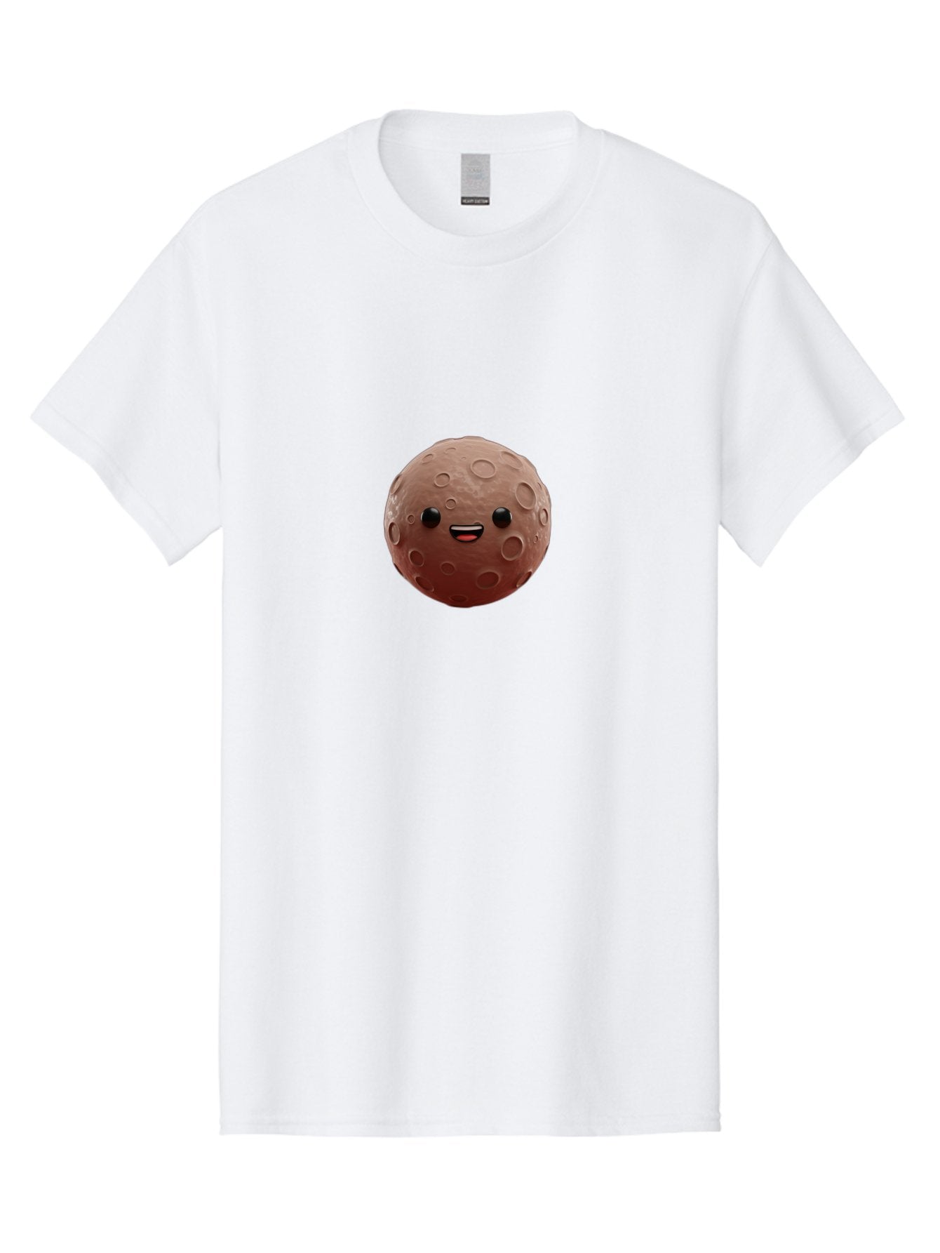 Moon-Character Men'S Graphic Tee, 100% Cotton, Comfortable Casual Summer Wear, Machine Washable, Cartoon Moon, Smiling Face, Lunar Surface, Craters, Adorable Character, Digital Illustration, 3D Rendering, Kawaii Art, Moon Emoji, Emoticon, Bad335 12