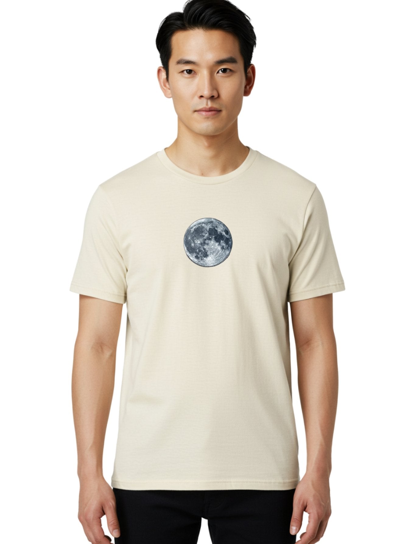 Moon Men'S Graphic Tee, 100% Cotton, Comfortable Casual Summer Wear, Machine Washable, Full Moon, Lunar Surface, Craters, Space, Astronomy, Night Sky, Celestial Body, Moonlight, Lunar Phases Bad337 20