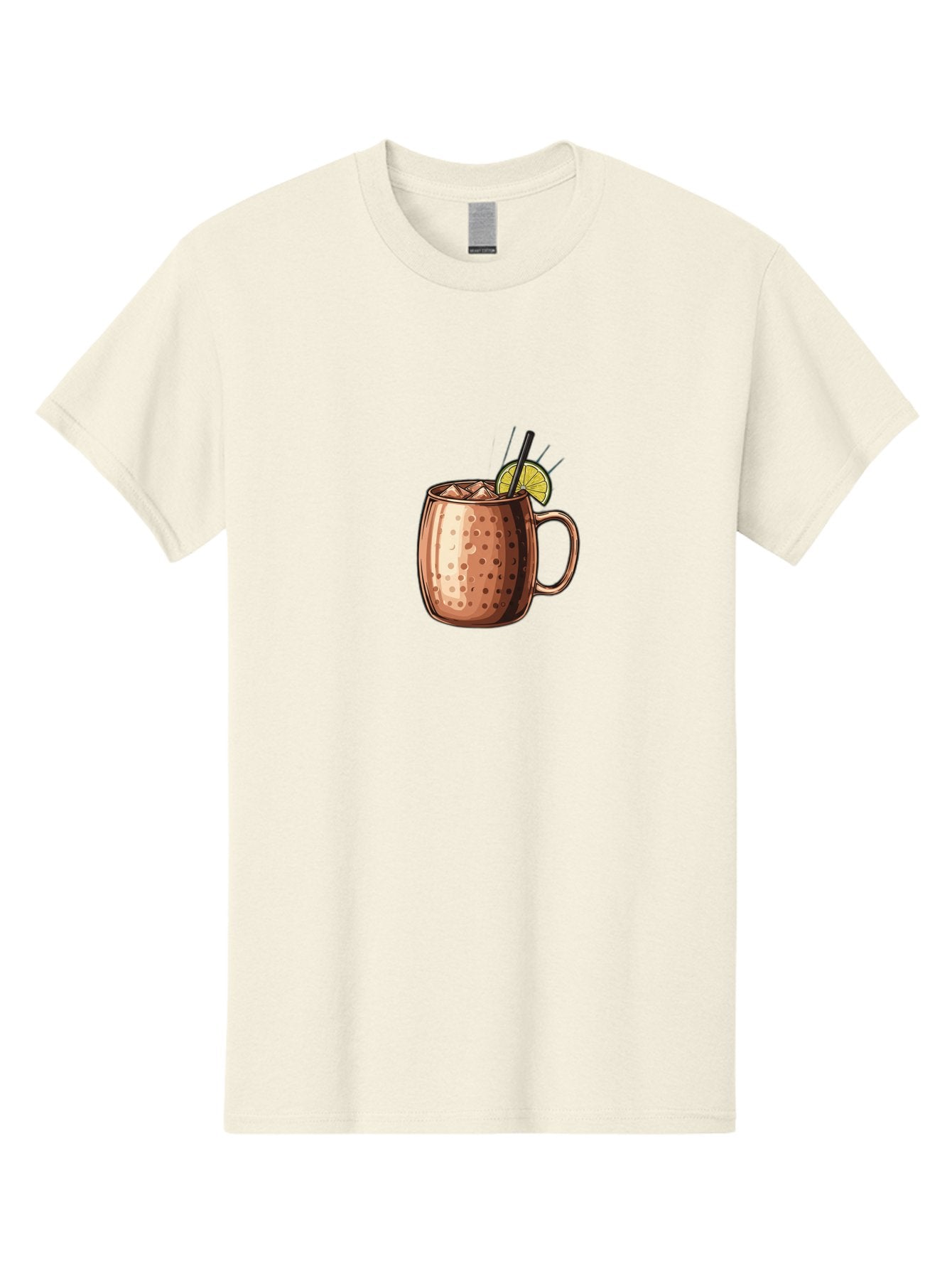 Moscow-Mule Men'S Graphic Tee, 100% Cotton, Comfortable Casual Summer Wear, Machine Washable, Copper Mug, Moscow Mule, Iced Drink, Lime Wedge, Black Straw, Condensation, Refreshing Cocktail, Cold Beverage, Summer Drink, Vodka Mixer Bad340 8