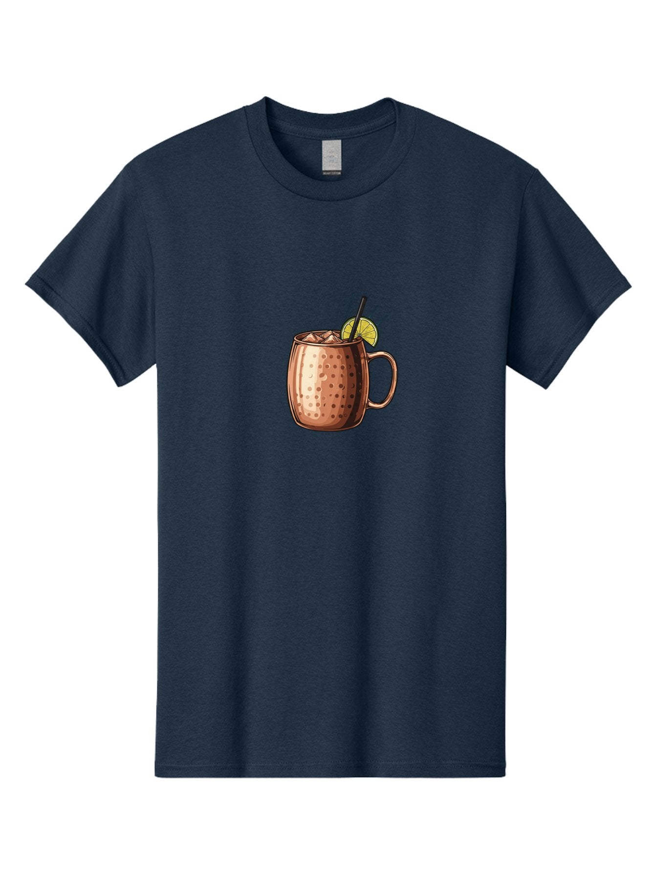 Moscow-Mule Men'S Graphic Tee, 100% Cotton, Comfortable Casual Summer Wear, Machine Washable, Copper Mug, Moscow Mule, Iced Drink, Lime Wedge, Black Straw, Condensation, Refreshing Cocktail, Cold Beverage, Summer Drink, Vodka Mixer Bad340 9