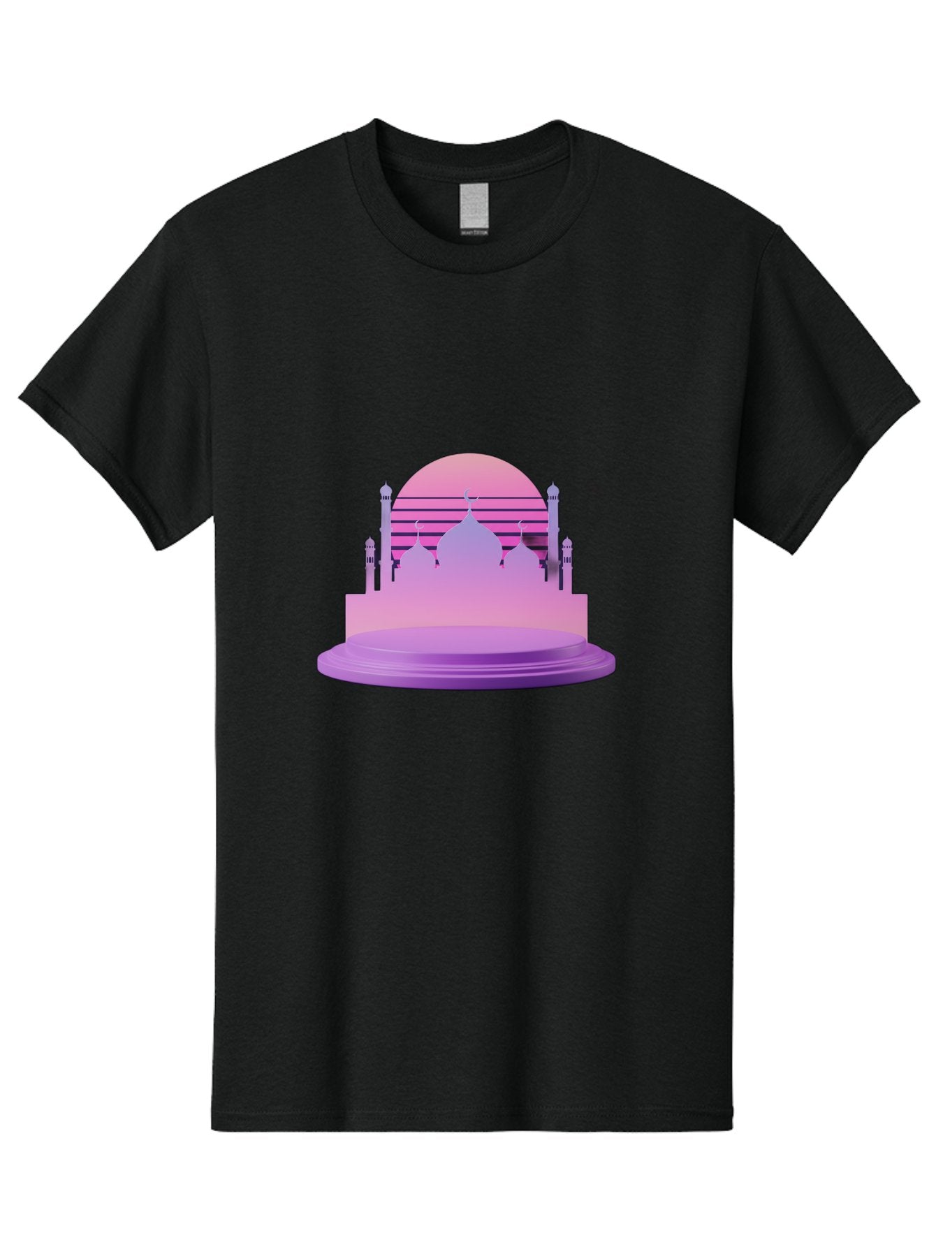 Mosque-Silhouette-1 Men'S Graphic Tee, 100% Cotton, Comfortable Casual Summer Wear, Machine Washable, Mosque Silhouette, Islamic Architecture, Cultural Heritage, Serene Atmosphere, Minimalist Design, Vibrant Colors, Peaceful Ambiance, Bad341 8
