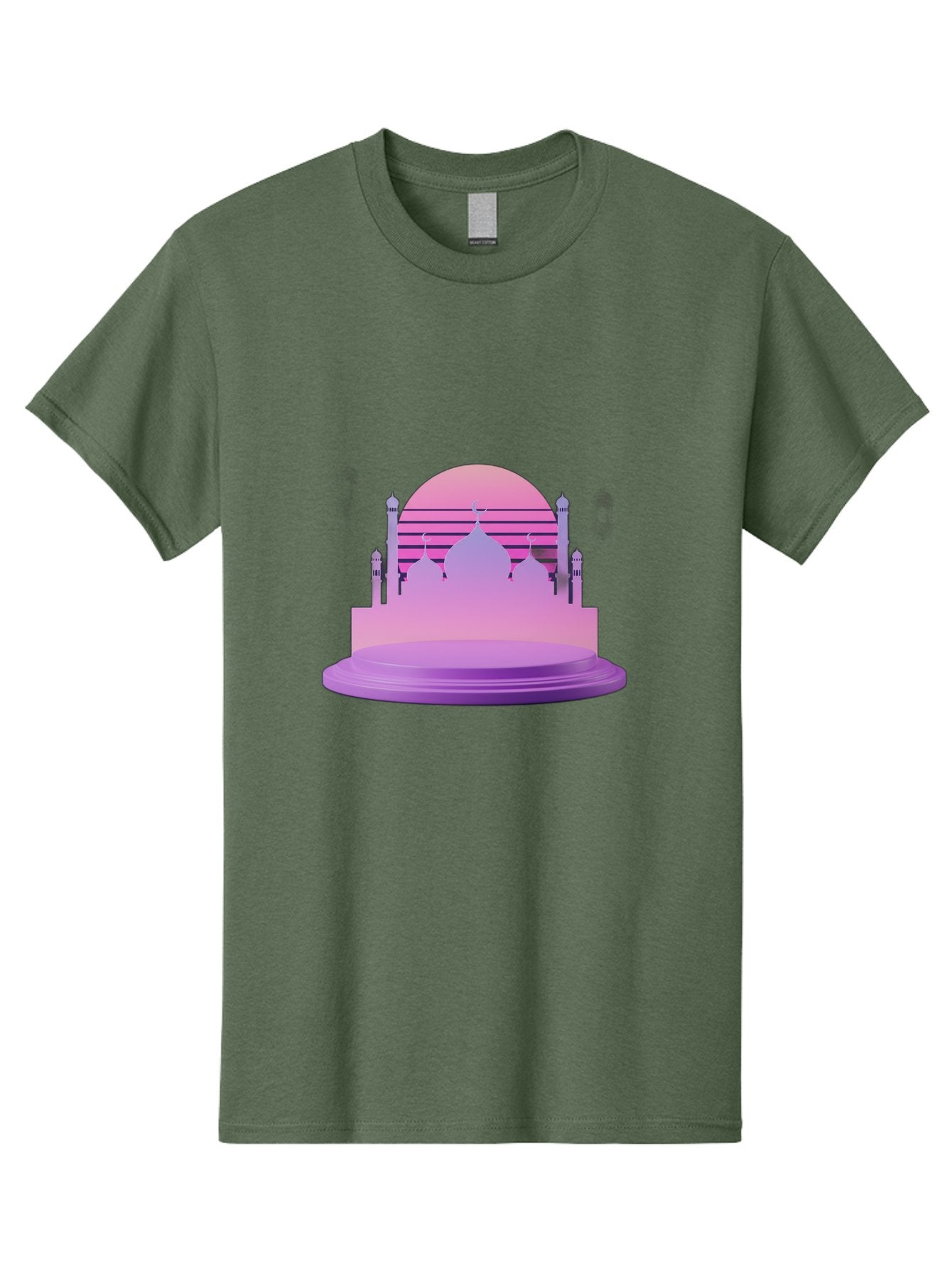 Mosque-Silhouette-1 Men'S Graphic Tee, 100% Cotton, Comfortable Casual Summer Wear, Machine Washable, Mosque Silhouette, Islamic Architecture, Cultural Heritage, Serene Atmosphere, Minimalist Design, Vibrant Colors, Peaceful Ambiance, Bad341 12