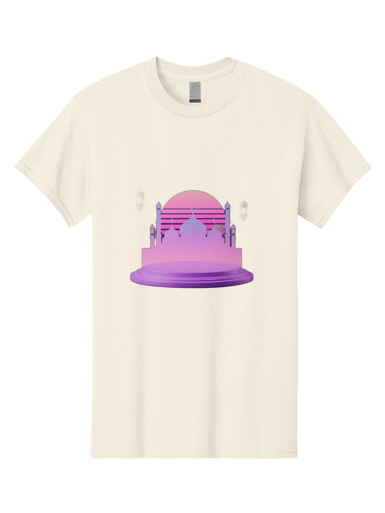 Mosque-Silhouette-1 Men'S Graphic Tee, 100% Cotton, Comfortable Casual Summer Wear, Machine Washable, Mosque Silhouette, Islamic Architecture, Cultural Heritage, Serene Atmosphere, Minimalist Design, Vibrant Colors, Peaceful Ambiance, Bad341