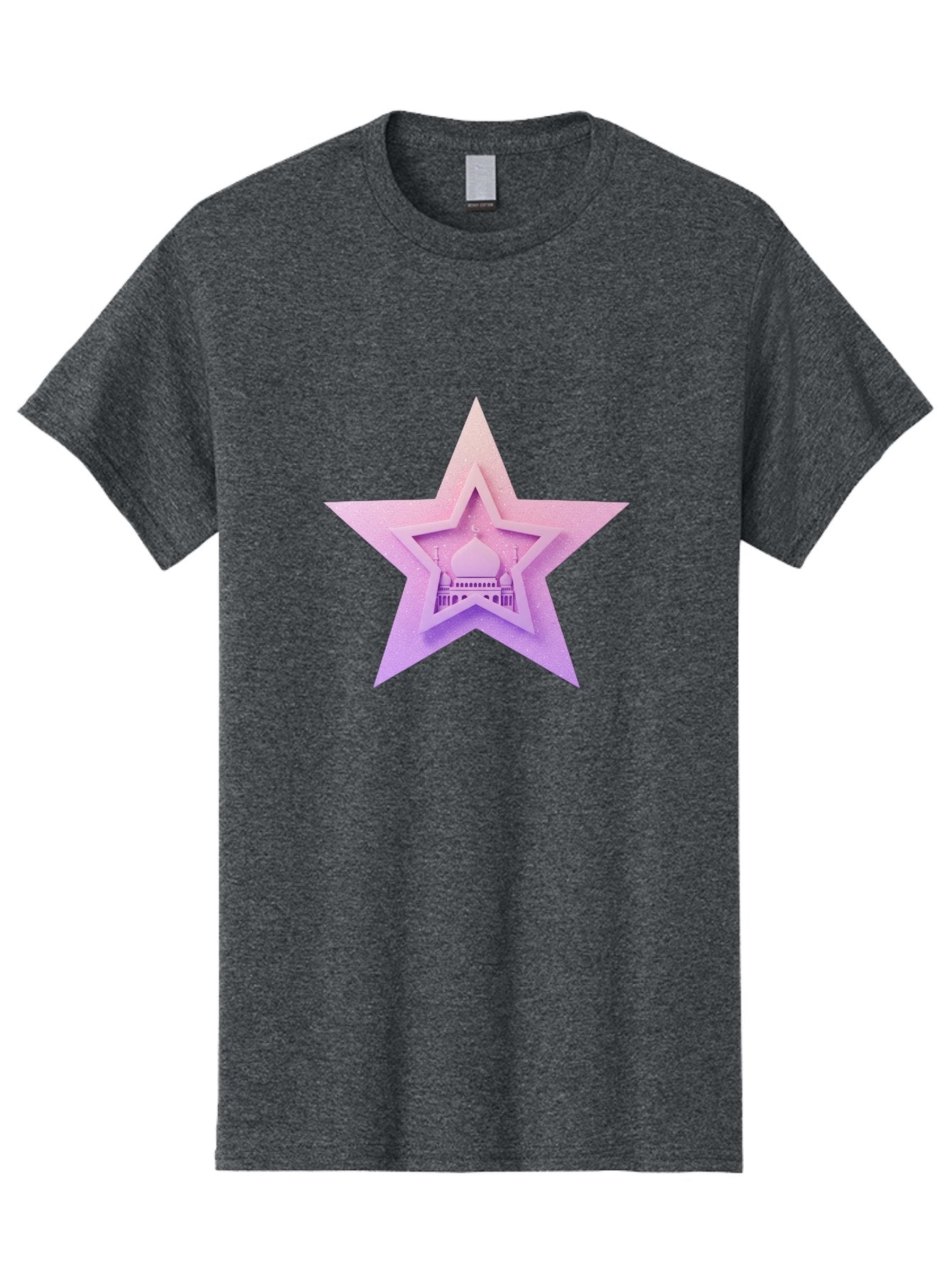Mosque-Star Men'S Graphic Tee, 100% Cotton, Comfortable Casual Summer Wear, Machine Washable, Taj Mahal, Islamic Architecture, Pastel Colors, Star Shape, Religious Symbols, Cultural Heritage, Indian Monument, Sacred Building Bad343 3