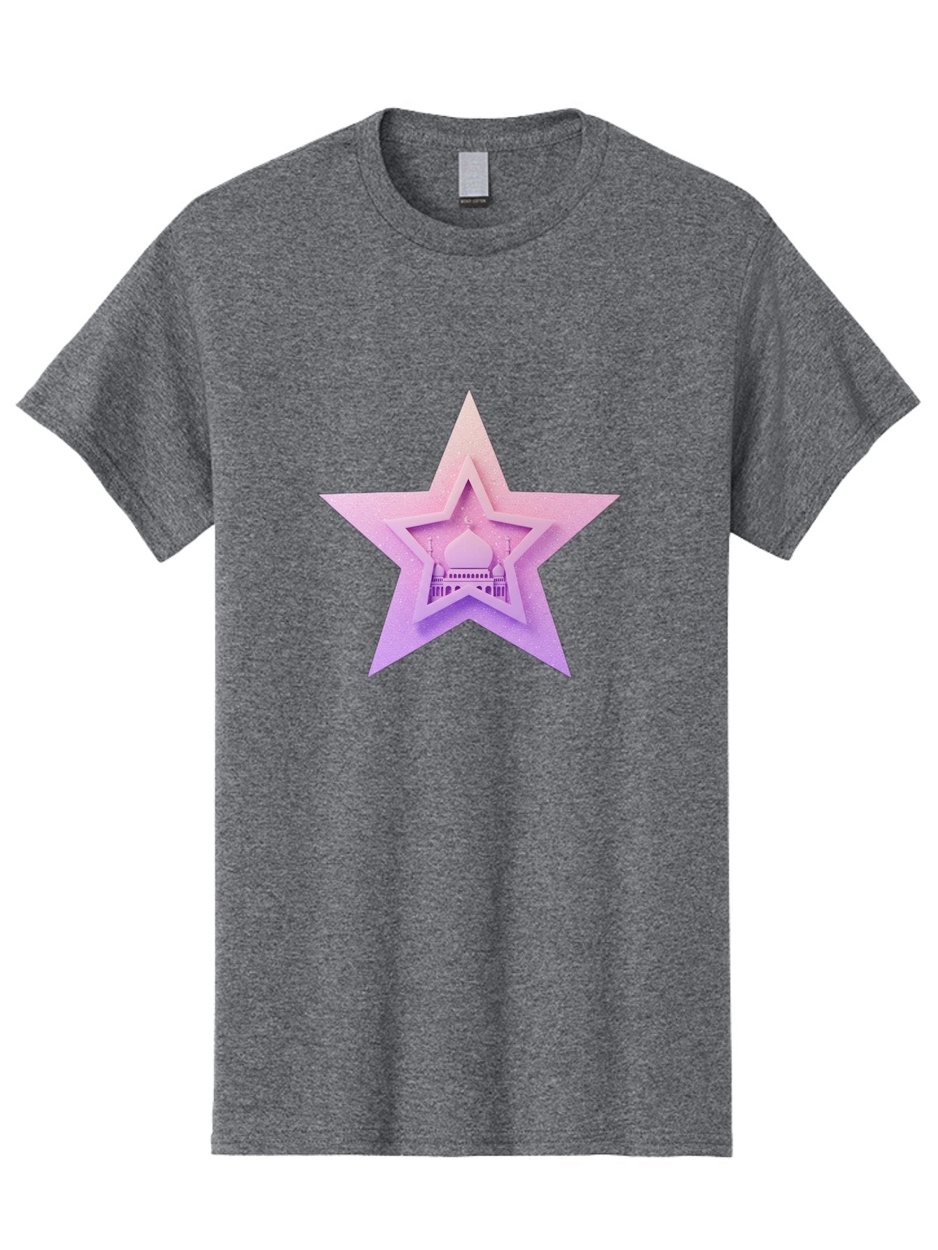 Mosque-Star Men'S Graphic Tee, 100% Cotton, Comfortable Casual Summer Wear, Machine Washable, Taj Mahal, Islamic Architecture, Pastel Colors, Star Shape, Religious Symbols, Cultural Heritage, Indian Monument, Sacred Building Bad343 11
