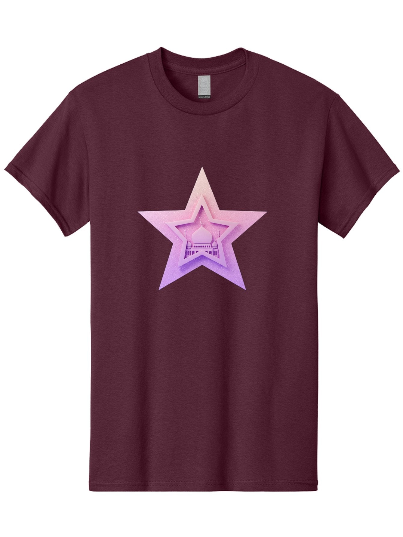 Mosque-Star Men'S Graphic Tee, 100% Cotton, Comfortable Casual Summer Wear, Machine Washable, Taj Mahal, Islamic Architecture, Pastel Colors, Star Shape, Religious Symbols, Cultural Heritage, Indian Monument, Sacred Building Bad343 13