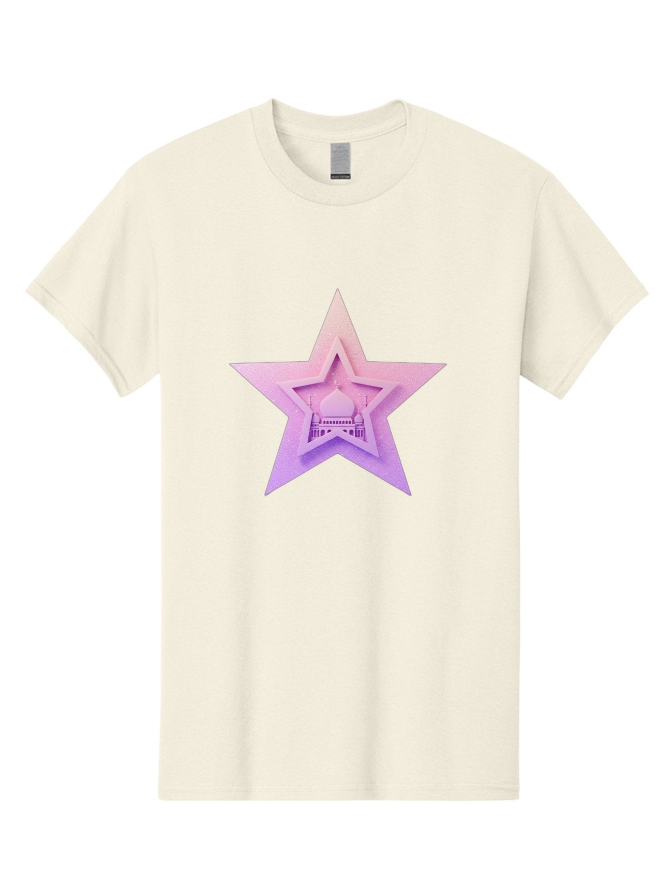 Mosque-Star Men'S Graphic Tee, 100% Cotton, Comfortable Casual Summer Wear, Machine Washable, Taj Mahal, Islamic Architecture, Pastel Colors, Star Shape, Religious Symbols, Cultural Heritage, Indian Monument, Sacred Building Bad343 12