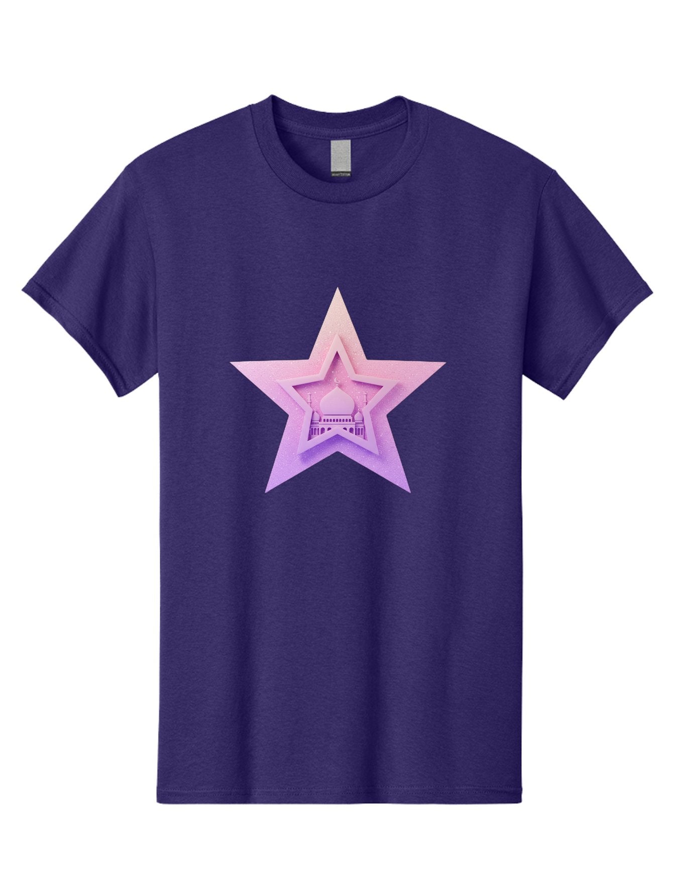 Mosque-Star Men'S Graphic Tee, 100% Cotton, Comfortable Casual Summer Wear, Machine Washable, Taj Mahal, Islamic Architecture, Pastel Colors, Star Shape, Religious Symbols, Cultural Heritage, Indian Monument, Sacred Building Bad343 8