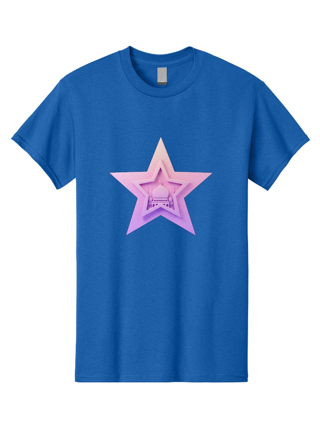 Mosque-Star Men'S Graphic Tee, 100% Cotton, Comfortable Casual Summer Wear, Machine Washable, Taj Mahal, Islamic Architecture, Pastel Colors, Star Shape, Religious Symbols, Cultural Heritage, Indian Monument, Sacred Building Bad343 10