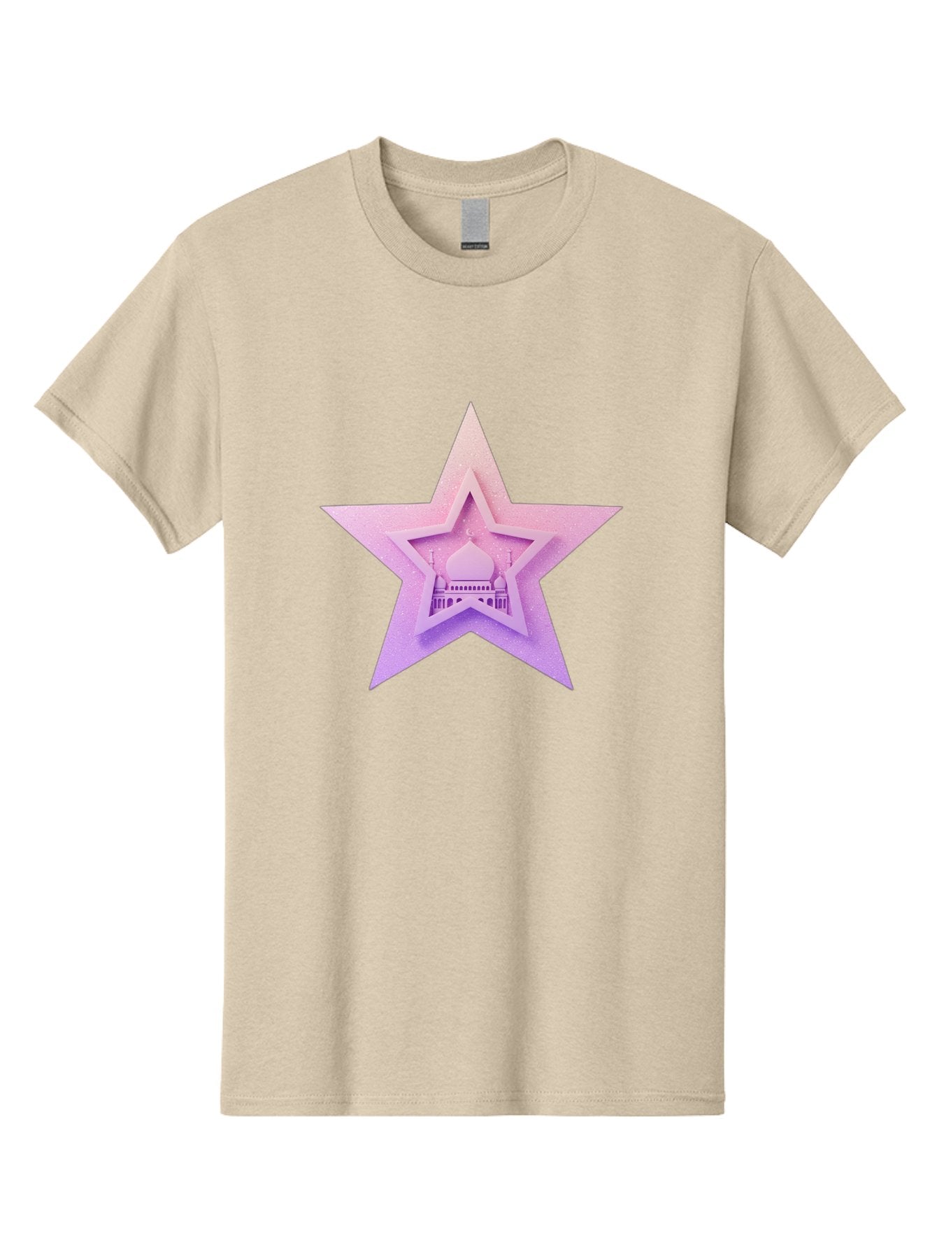 Mosque-Star Men'S Graphic Tee, 100% Cotton, Comfortable Casual Summer Wear, Machine Washable, Taj Mahal, Islamic Architecture, Pastel Colors, Star Shape, Religious Symbols, Cultural Heritage, Indian Monument, Sacred Building Bad343 14