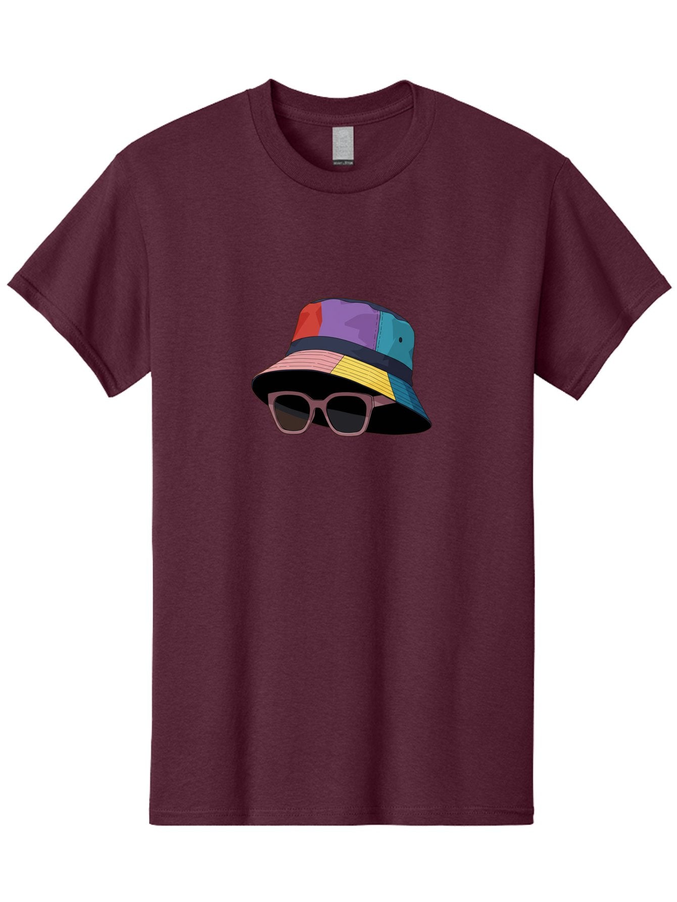 Multicolored-Bucket-Hat Men'S Graphic Tee, 100% Cotton, Comfortable Casual Summer Wear, Machine Washable, Patchwork Bucket Hat, Colorful Hat, Sunglasses Accessory, Fashion Statement, Streetwear Style, Vibrant Colors, Trendy Accessory, Bad344 10